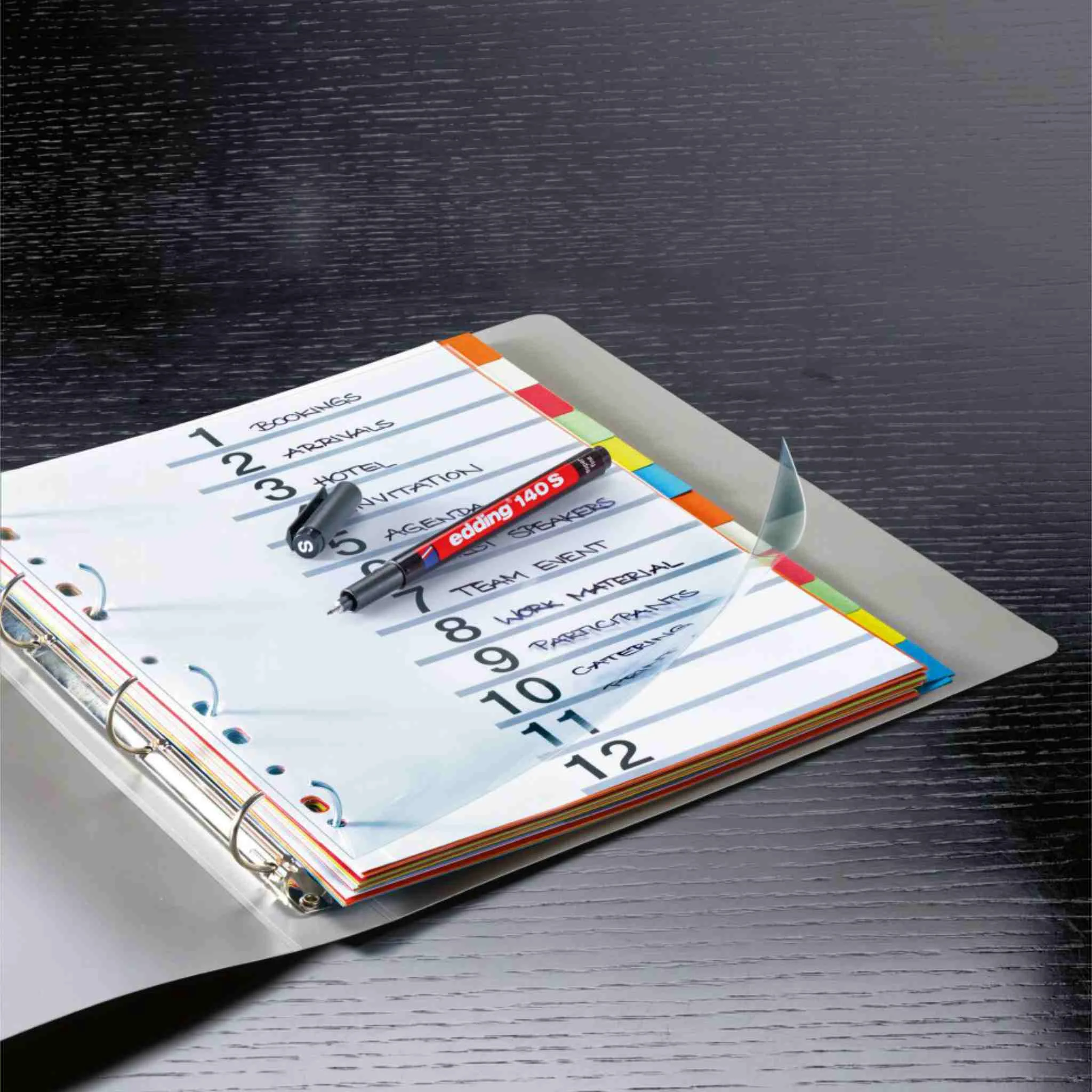 Ringbuch, Registerblätter, farbige Trennblätter, Kunststoffhülle, Terminplaner