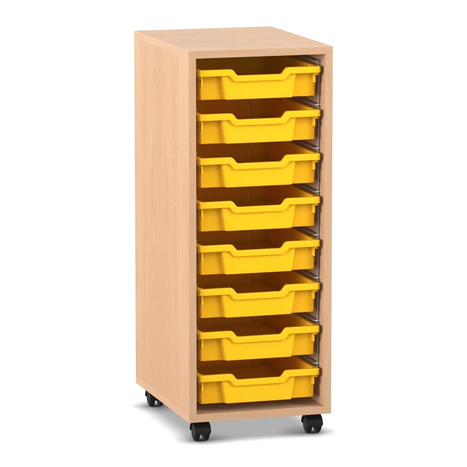 Regal PRO, 99,1 x 37,7 x 48 cm, mit Sichtrückwand und 8 Boxen, Buche hell