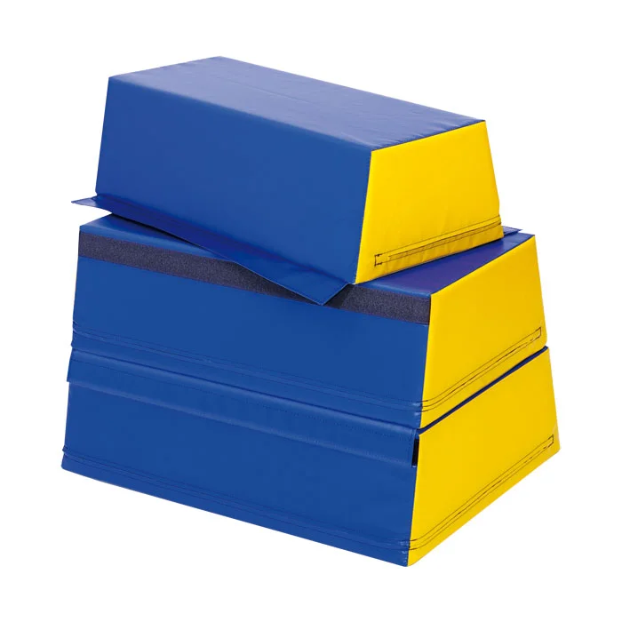 Gymnastikmatten, Schaumstoffmatten, gepolsterte Matten, blau gelbe Matten, Sportmatten