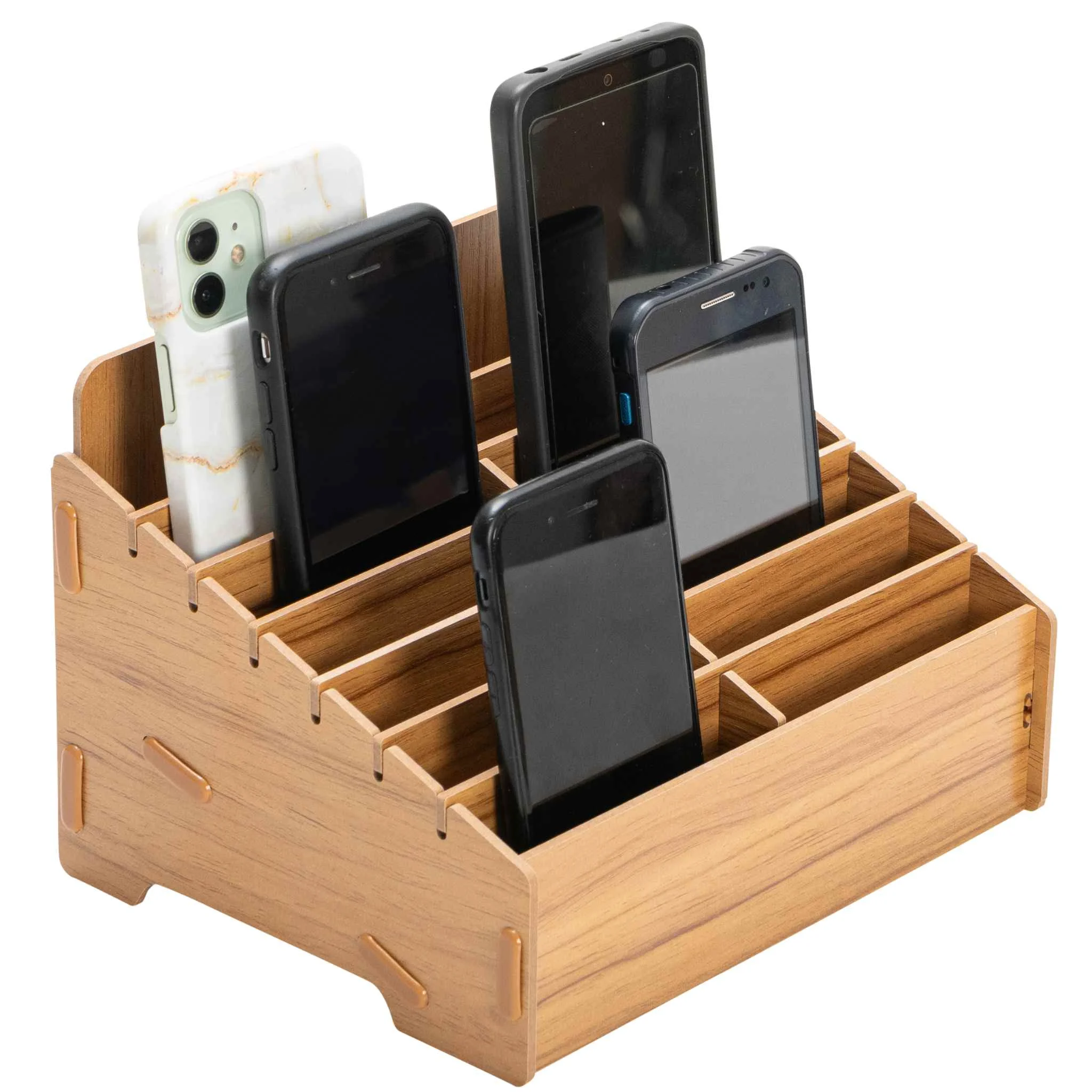 Schreibtisch-Organizer, Smartphone-Ständer, Holzorganizer, Handyhalter, Aufbewahrungsbox