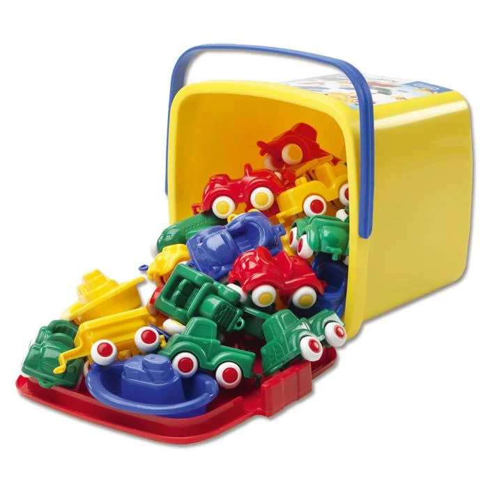Kinder-Spielzeug, Klemmbausteine, Bunte Autos, Sammelfigur-Teile, Aufbewahrungskoffer