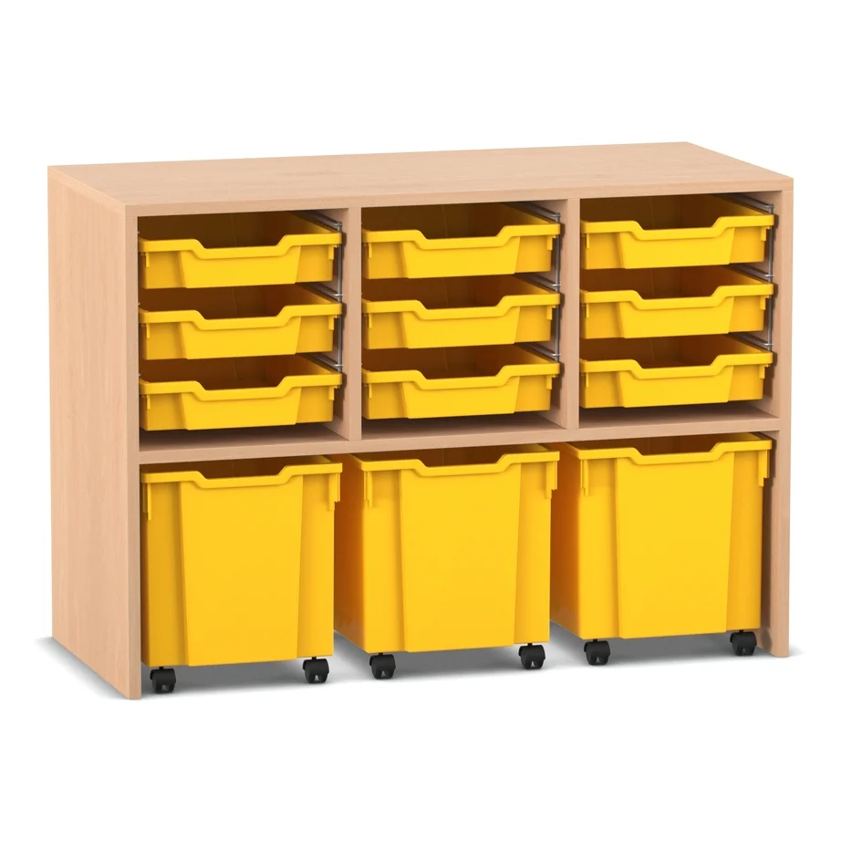 Regal PRO, 76,9 x 108,5 x 48 cm, mit 12 Boxen, Buche hell