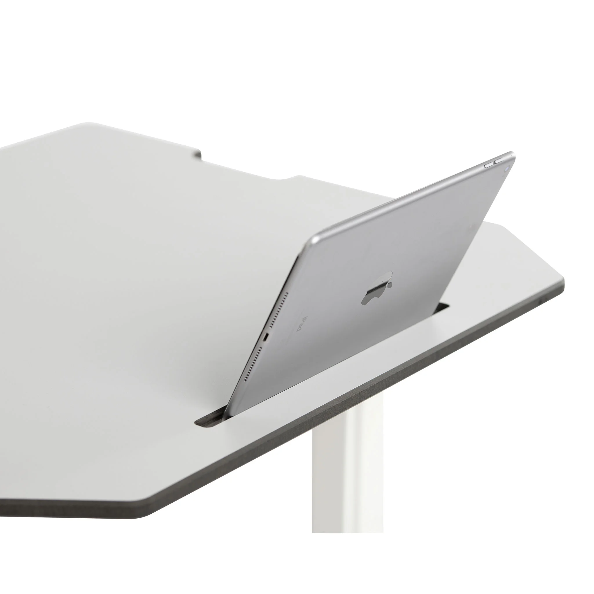 tablet, iPad, silber, tisch, dock