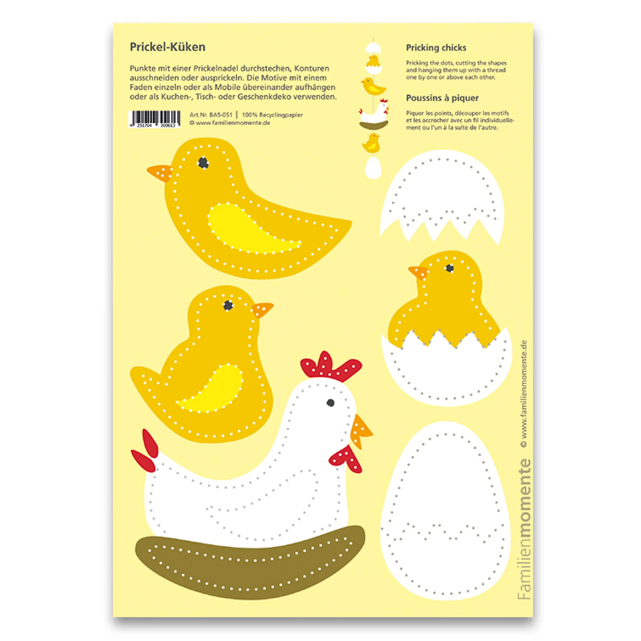 Geldereierstickers, Huhn, Küken, Ei-Schablonen, Deko-Bastelset
