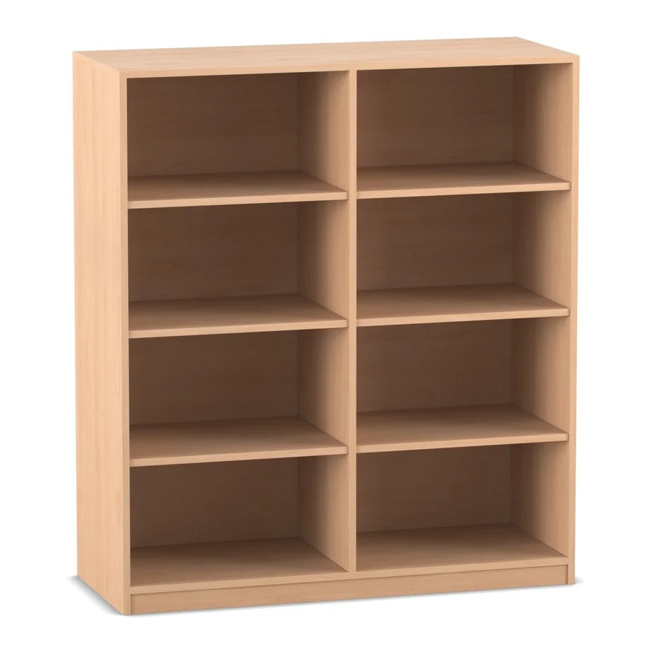 Mittelhohes Regal - Breite: 126,4 cm, Buche hell