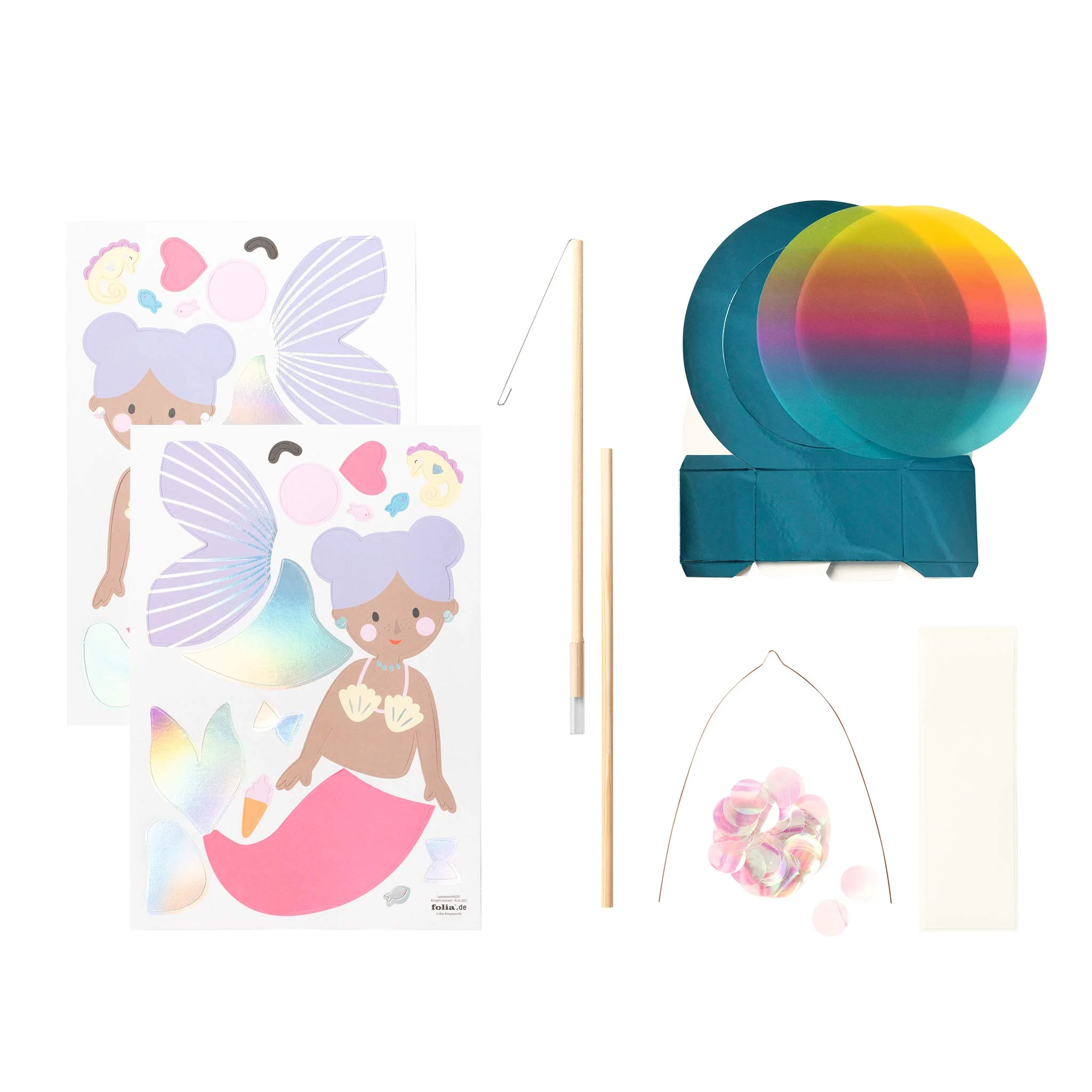 Sticker-Set, Meerjungfrau, Holografisch, Papiermodell, Zubehör