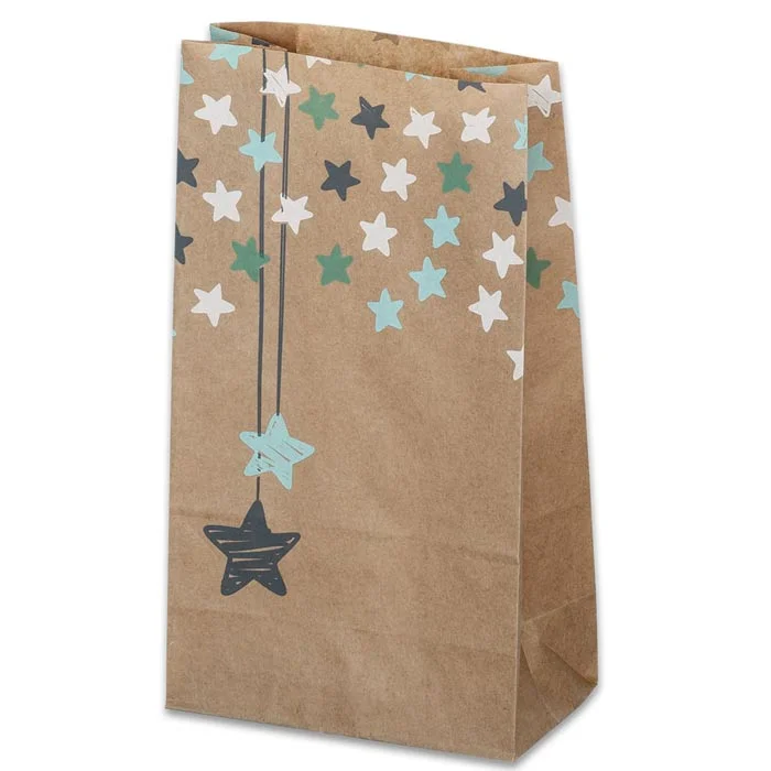 Pappebeutel, Geschenkverpackung, Sterne, Muster, braun