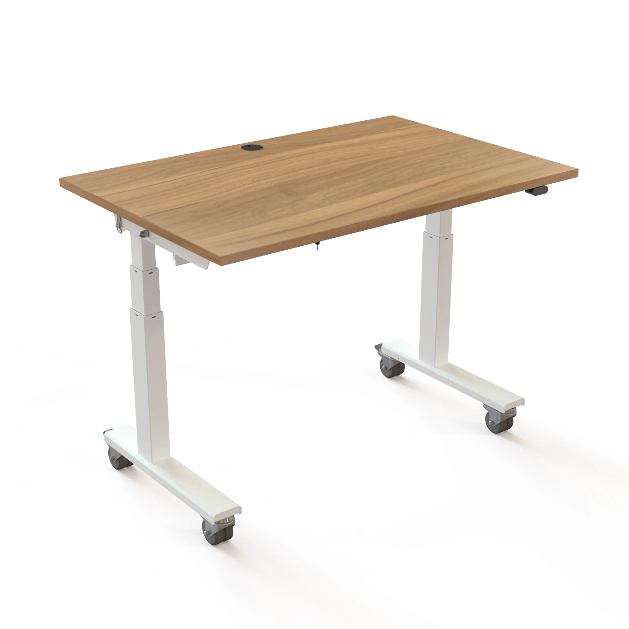 Schreibtisch, verstellbarer Tisch, Holzplatte, Bürotisch, rollbare Tischbasis