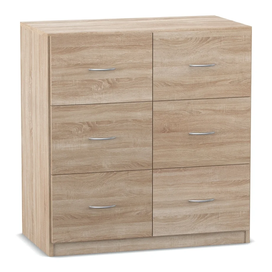 Kleiderschrank, Schubladenkasten, Holzoptik, 6 Schubladen, Seitenbord