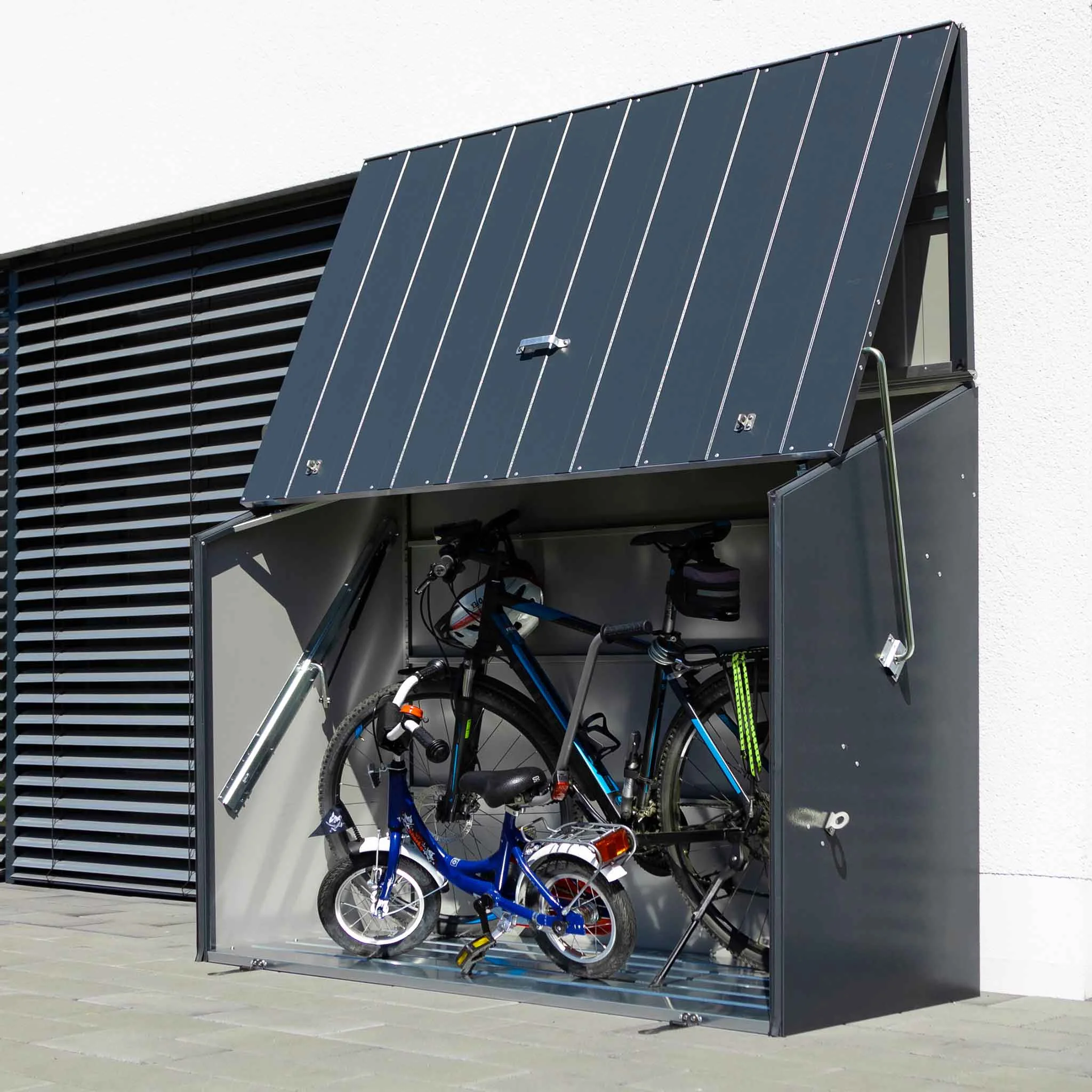 Fahrradbox, Fahrradaufbewahrung, Outdoor-Schrank, Metallic-Grau, Fahrradständer