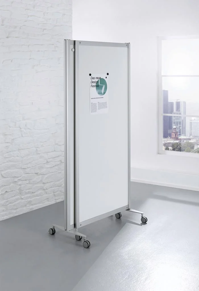 Bildschirmtrennwand, Mobile Stellwand, Trennwand, Schleppbar, weiße Paneelwand