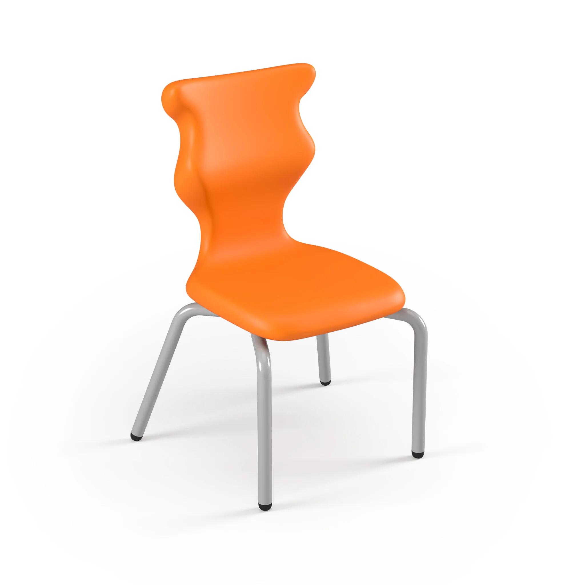 Stuhl, Kunststoff, Orange, Schale, Beine aus Metall