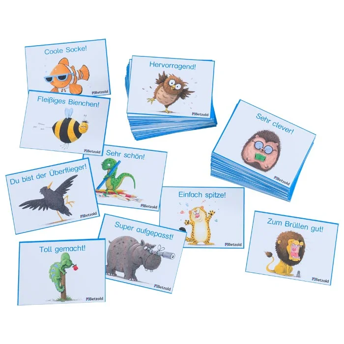 Bildkarten, Tierische Figuren, Sprüchekarten, Tier-Charaktere, Kartenstapel