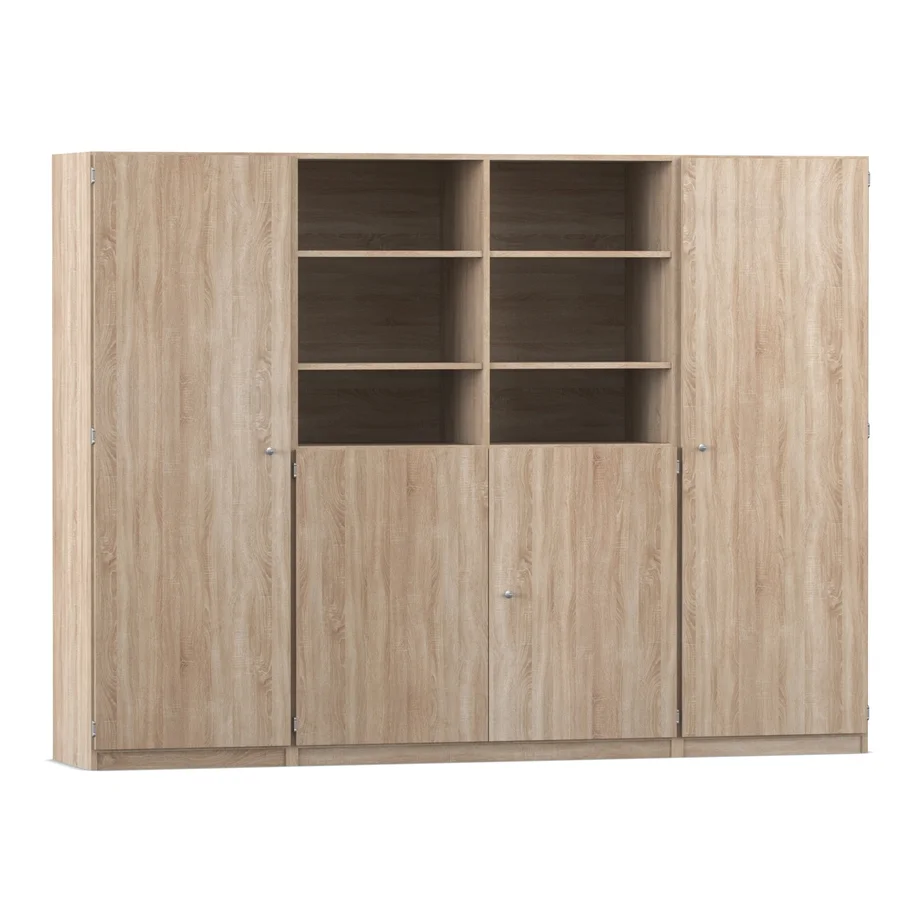 Schrank, Vitrinen-Sideboard, Holzoptik, Regalboden, Schrankkombination