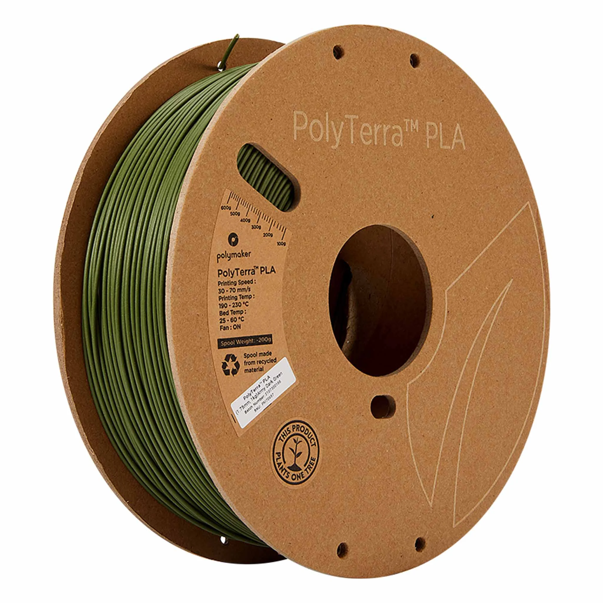 3D-Druck, PLA-Filament, grünes Filament, Spule, recyceltes Material