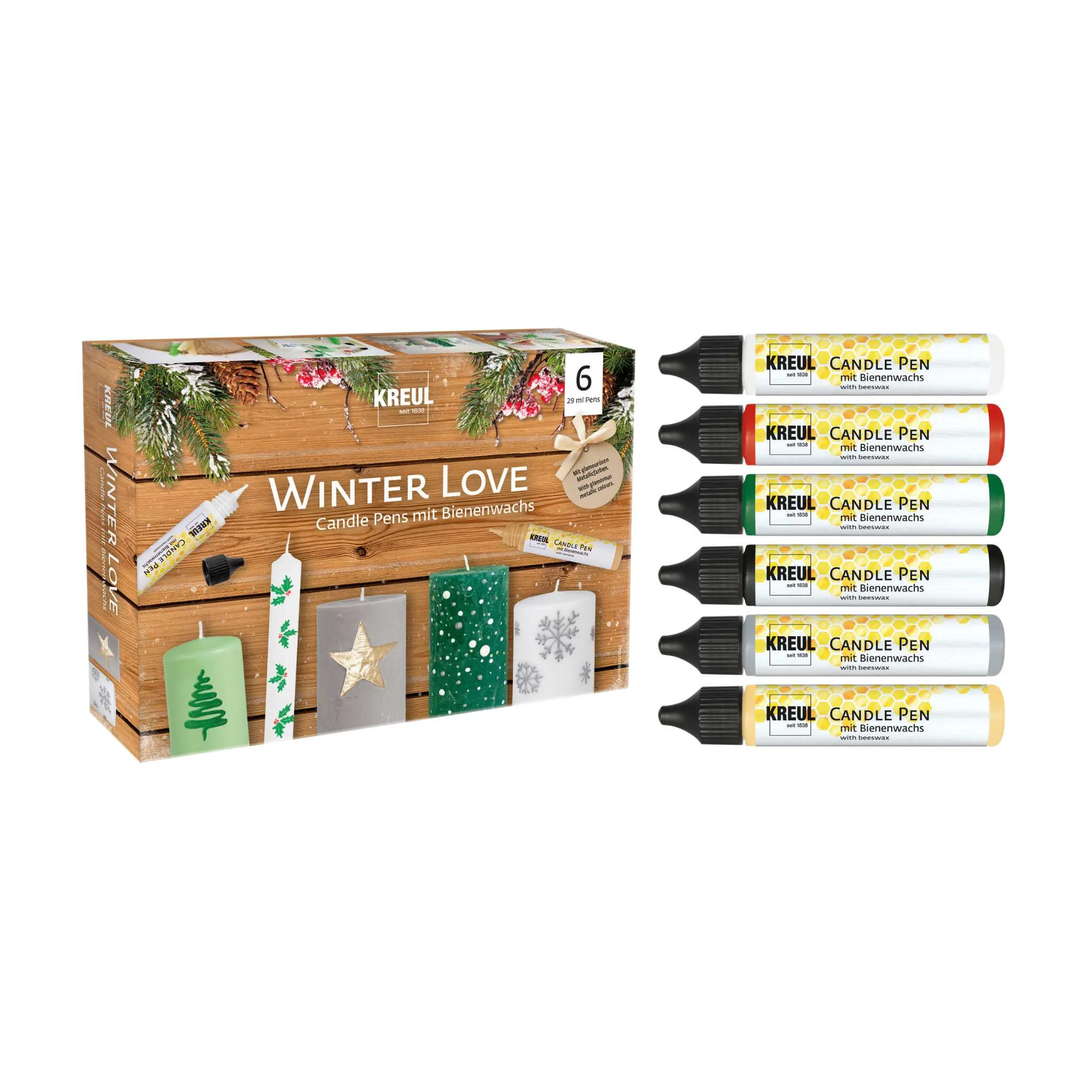 Kerzenstift, Bienenwachs, Winter, Geschenkset, Bunte Stifte