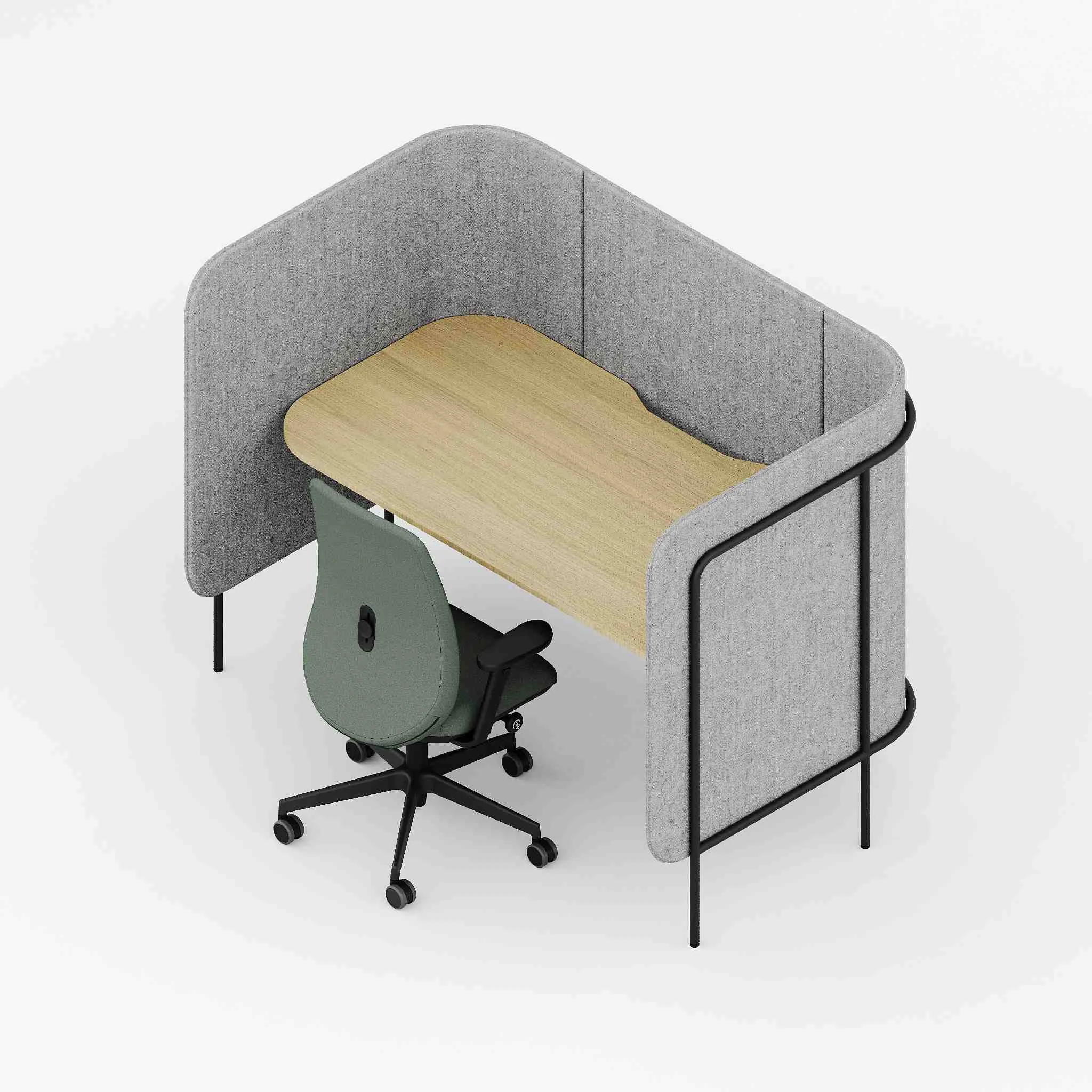 Arbeitsplatz, Schreibtischstufe, Büroumbau, Bürotrennwand, Sitzstuhl