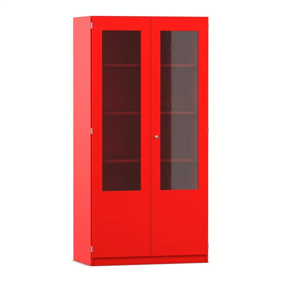 Schrank, Vitrine, Rot, Glasfront, Regalsystem