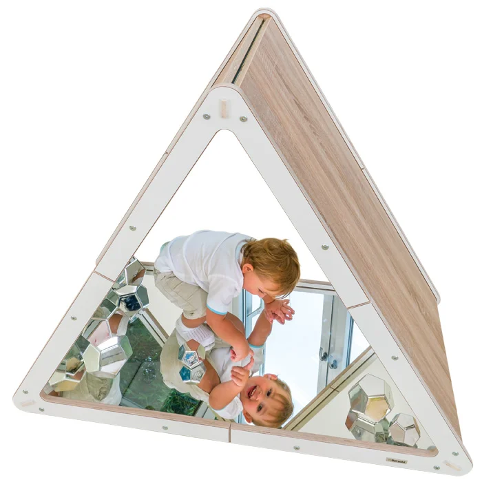 Dreieckspiegel, Kinder, Holzrahmen, Dekorspiegel, Spielzimmerdekoration