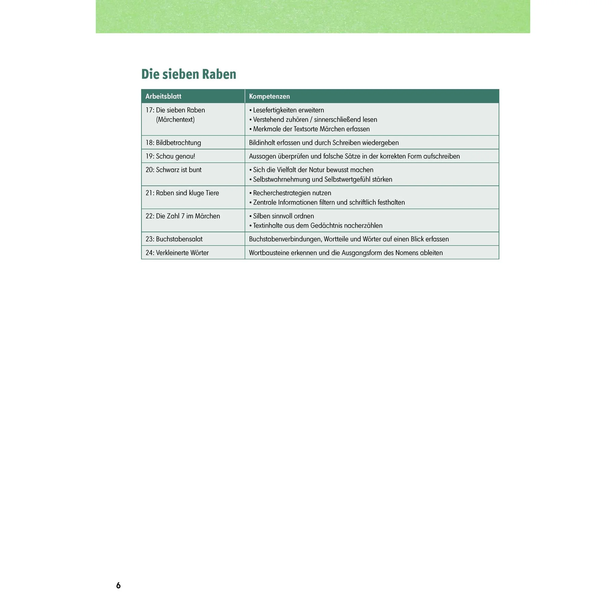 Märchenbuch, Raben, Drucktabelle, Bildtext, Textblock