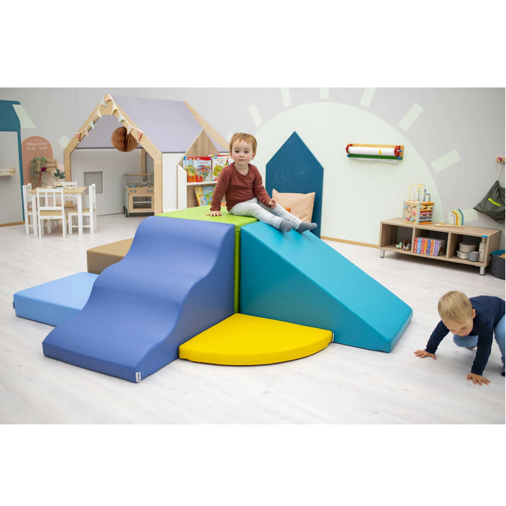 Klettergerüst, Schaumstoffmld, Spielturm, Kugelplatte, Kinderkletterset