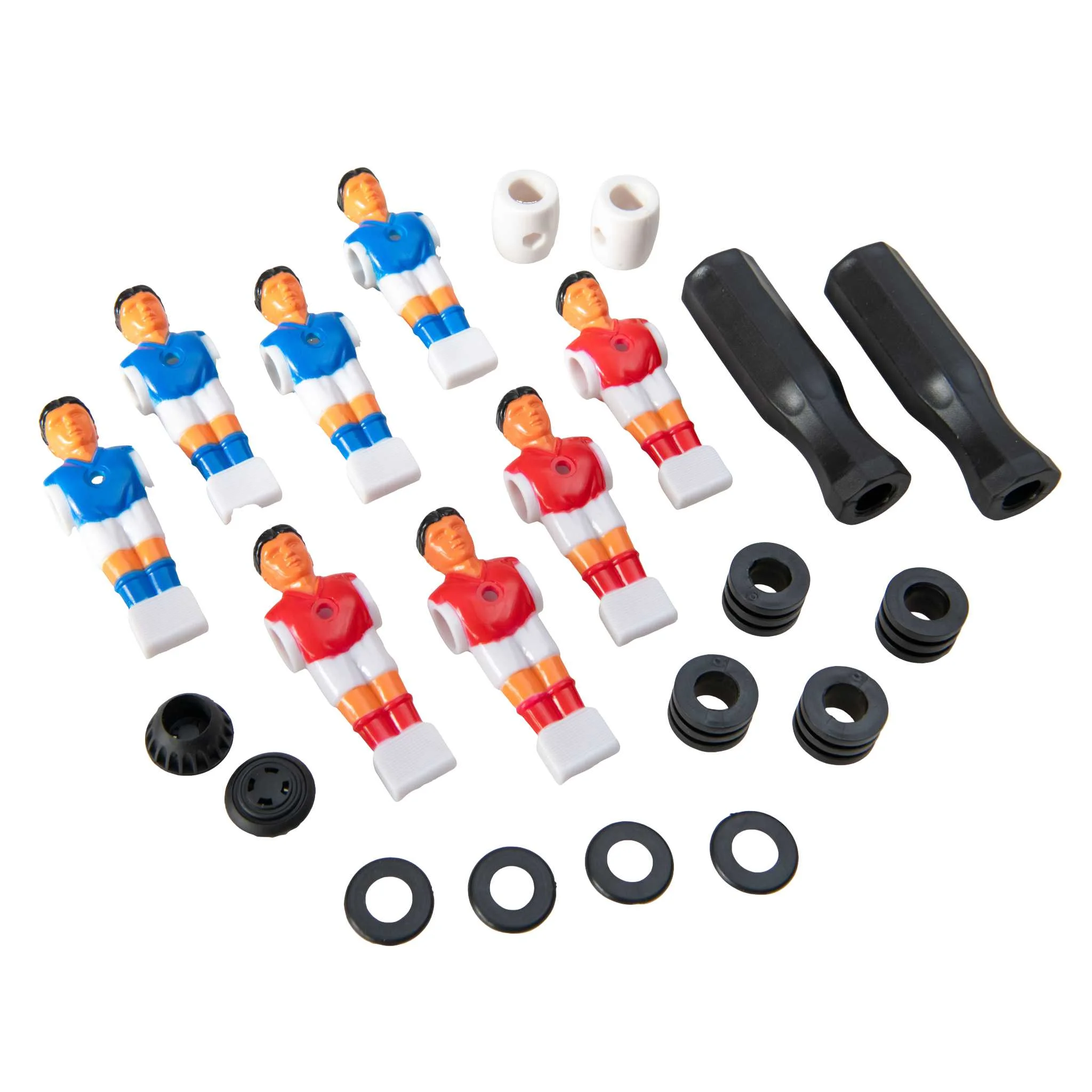 Fußballspieler-Figur, Ersatzteile, Gummi-Teile, Schwarz-Rot-Orange Figur, Kicker-Fußball-Set