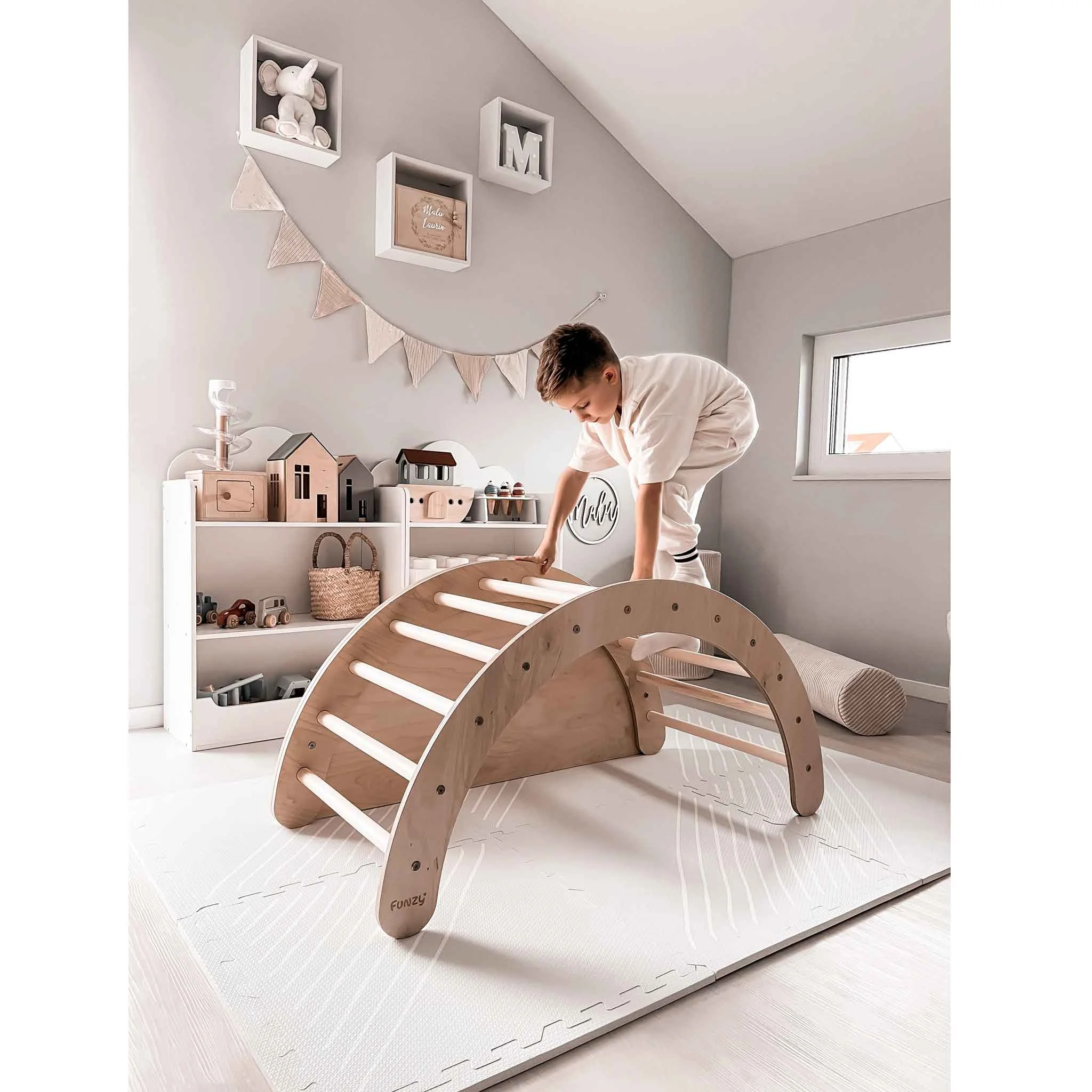 Kletterbogen, Holzspielzeug, Kinderzimmer, Rutschbogen, Klettergerät