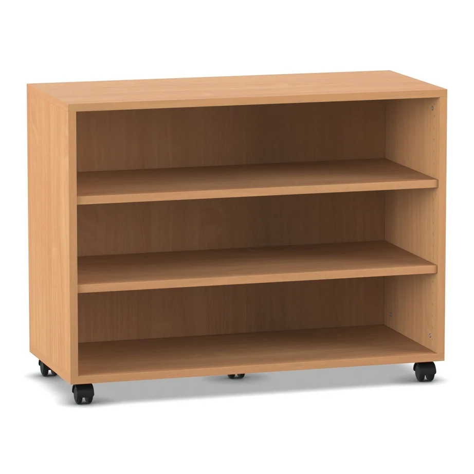 mobiler Wagen, Holzregal, drei Regale, Rollräder, kompaktes Schrank