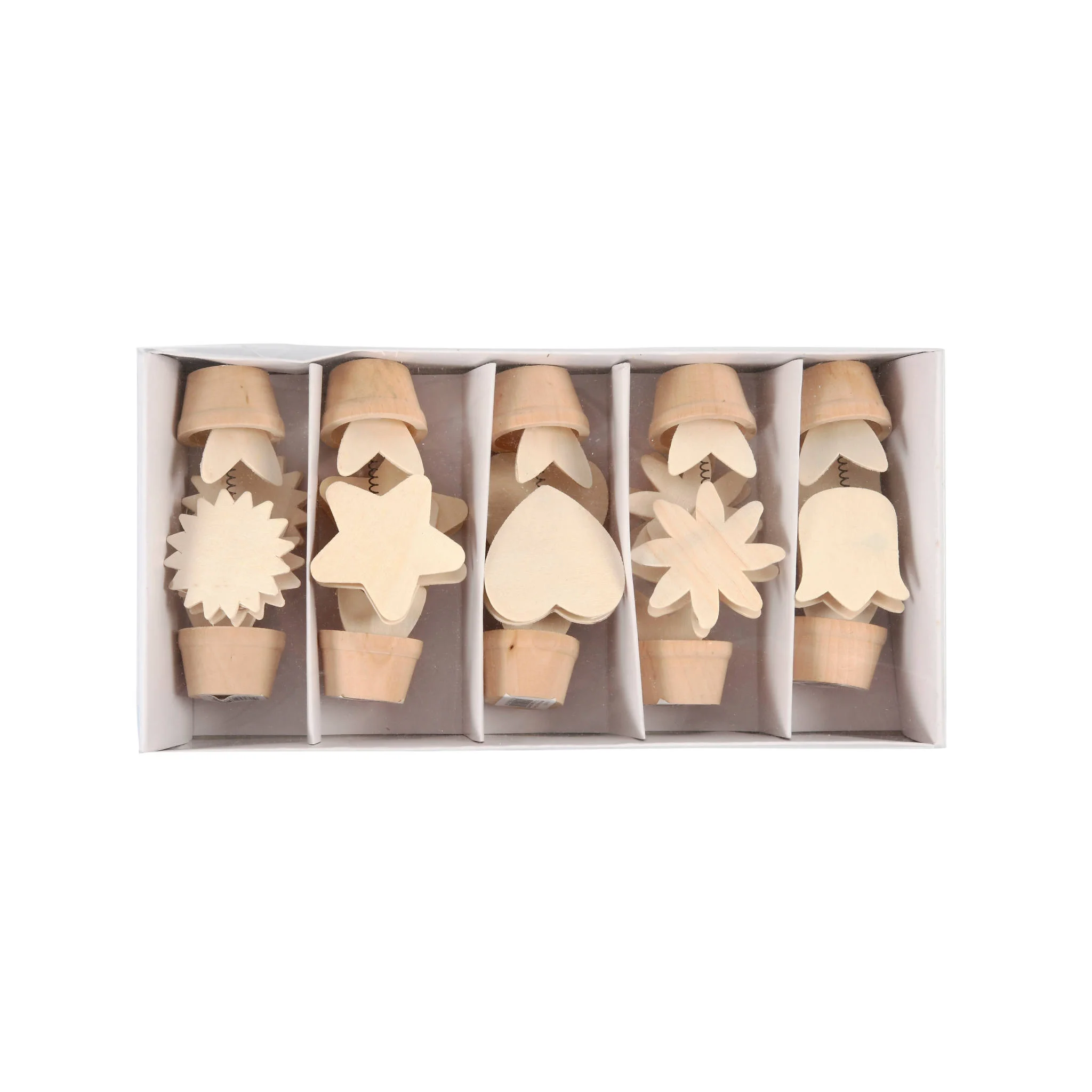 Holzstempel-Set, Naturholz, Sonnenmotiv, Sternmotiv, Herzmotiv