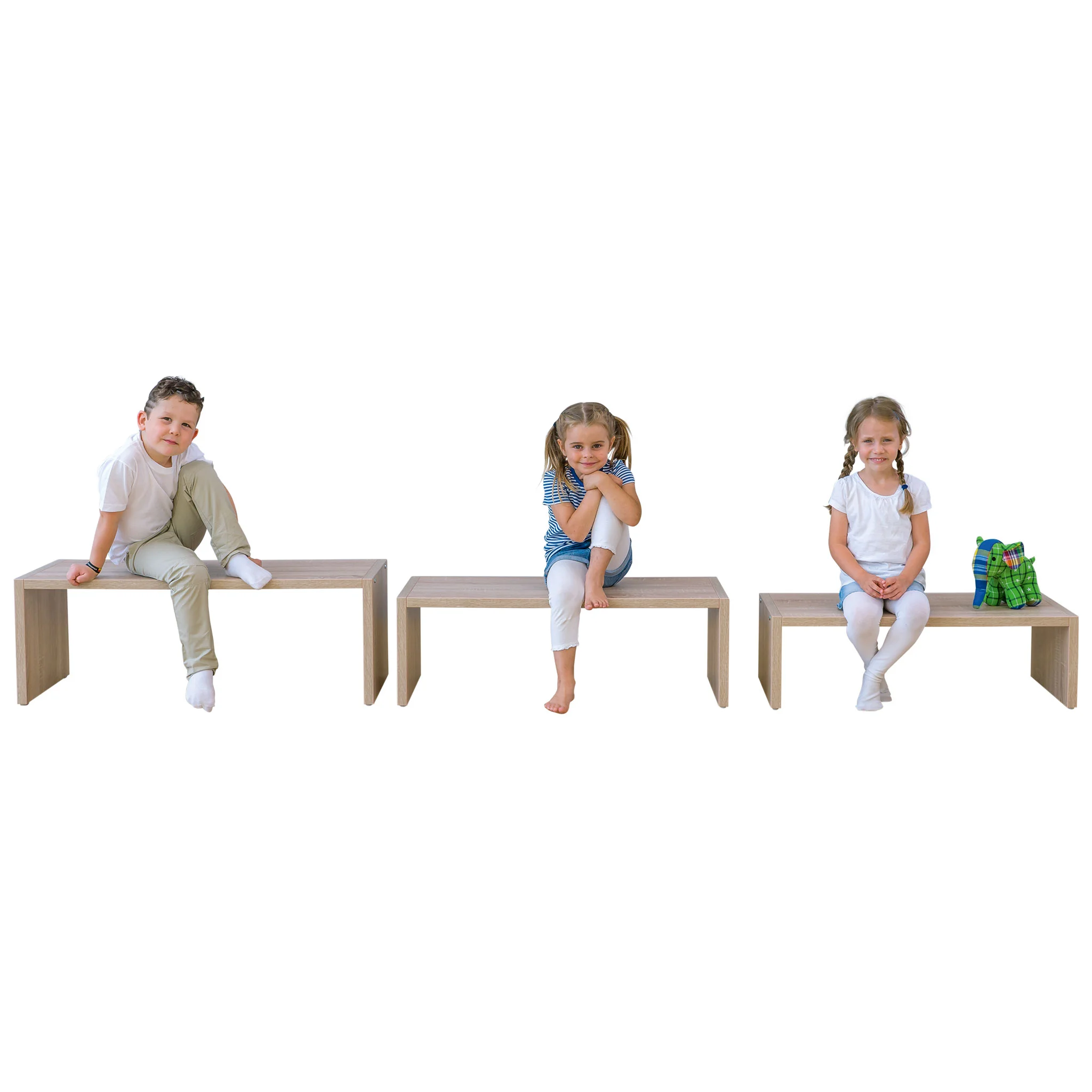 Kinder, Sitzbank, Holz, Weiß, Kleidung