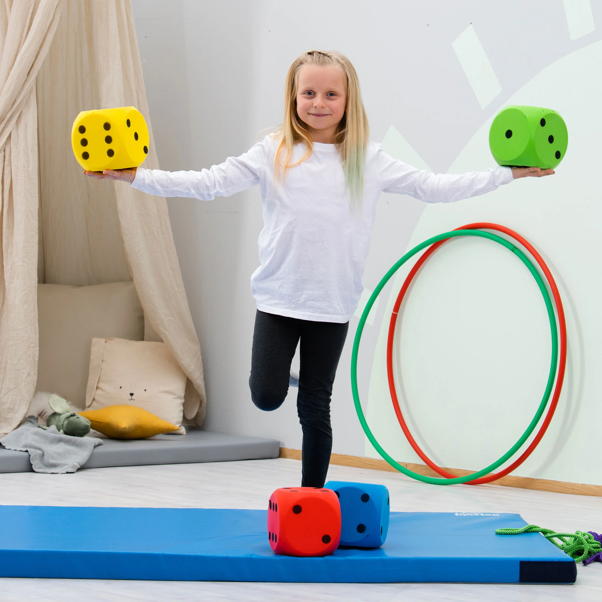 Kinderfitness, Große Würfel, Würfel mit Punkten, Draht-Set, Aktivitätsraum