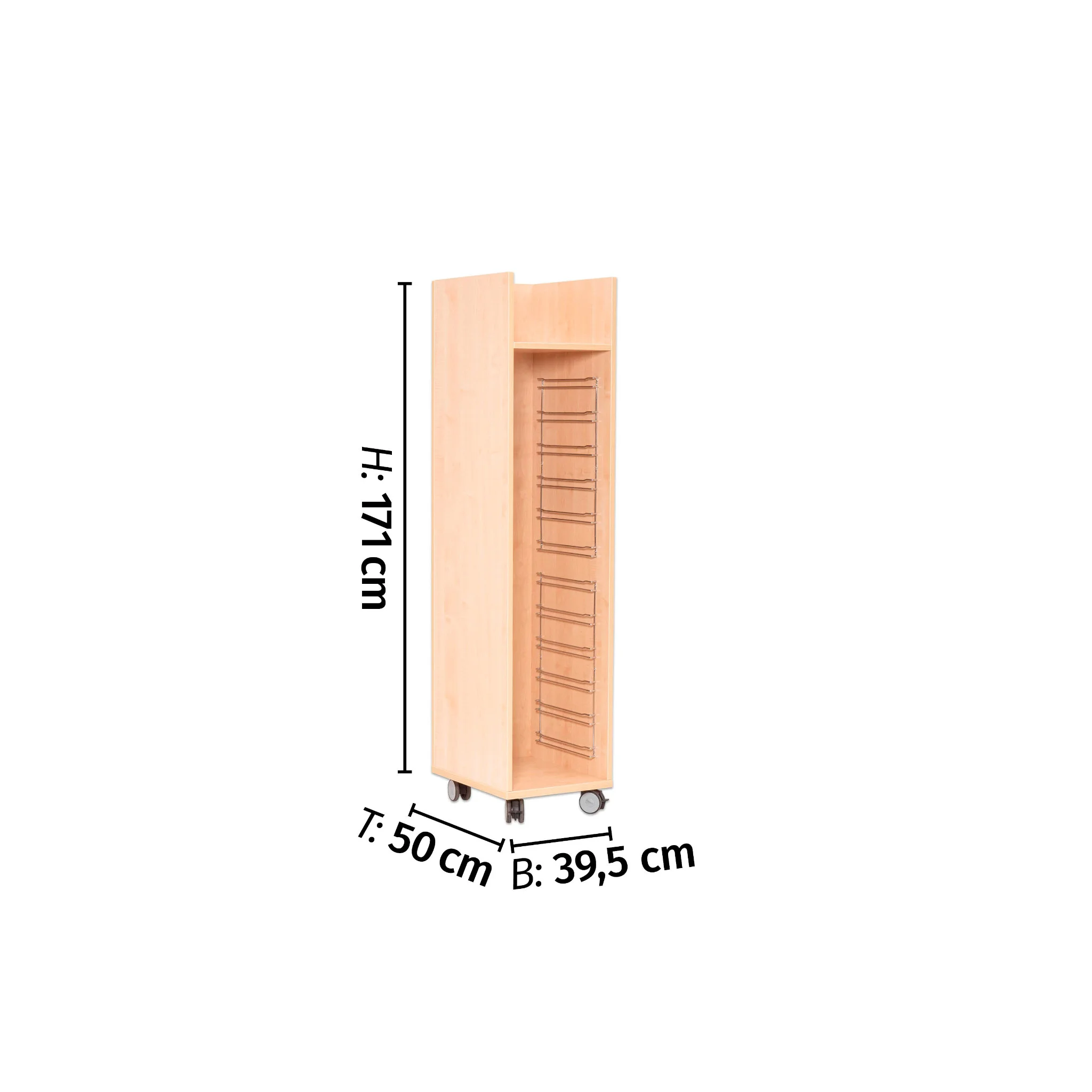 Holzkabinet, Aufbewahrungsschrank, Rollcontainer, Schubladenregal, Maße-177cm