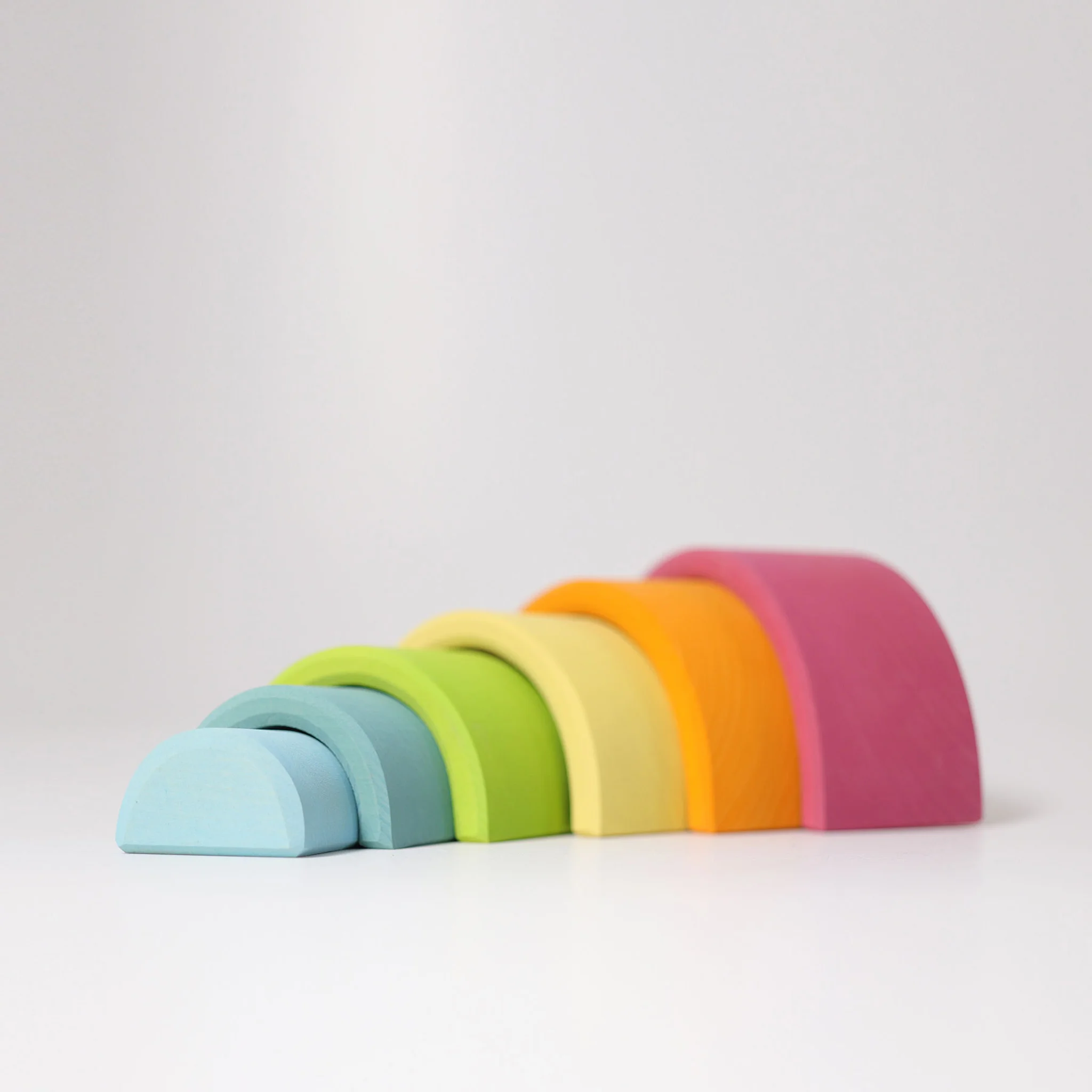 regenbogen, bogen, holz, pastell, gestapelt