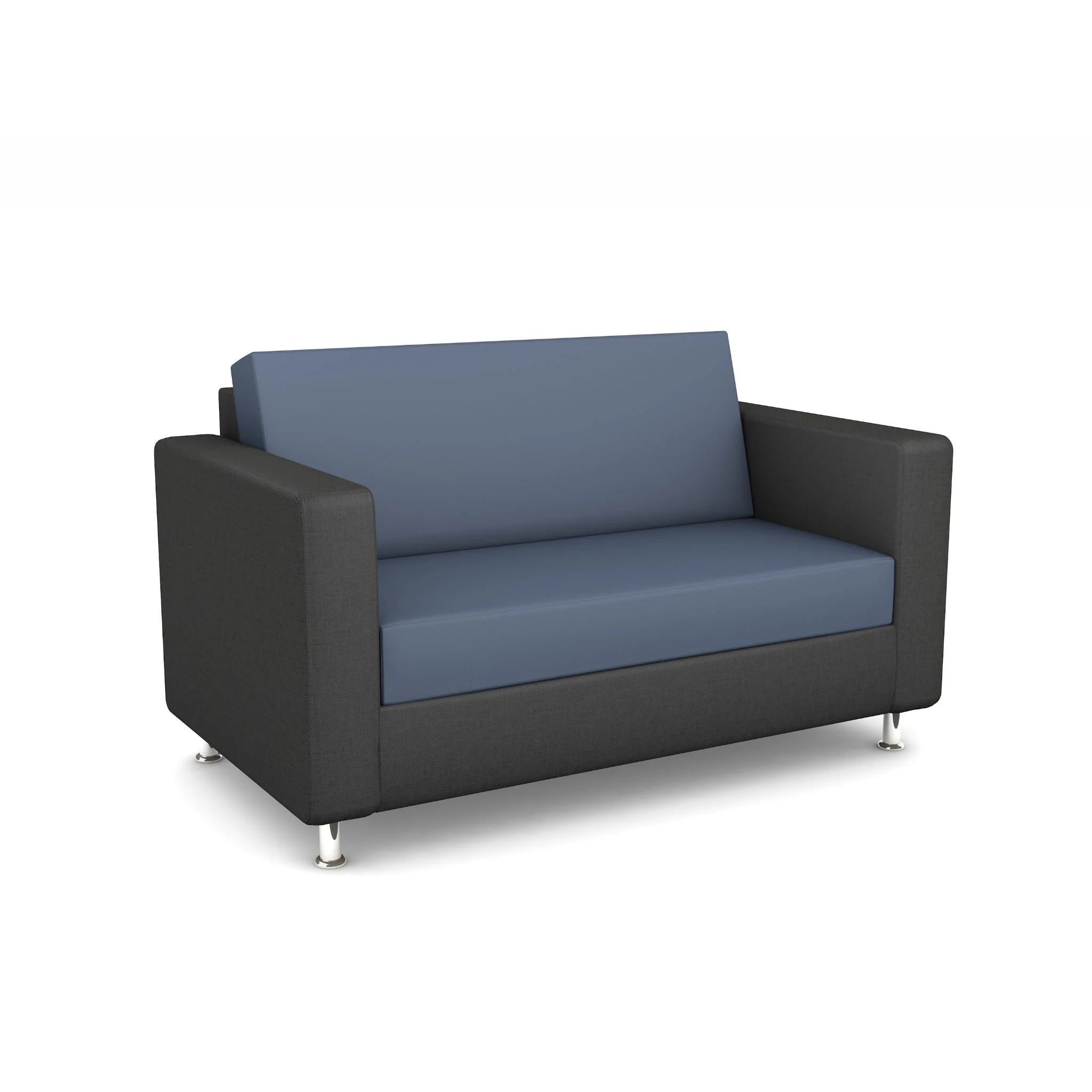 Sofa, Zweisitzer, Stoffbezug, blau, Metallfüße