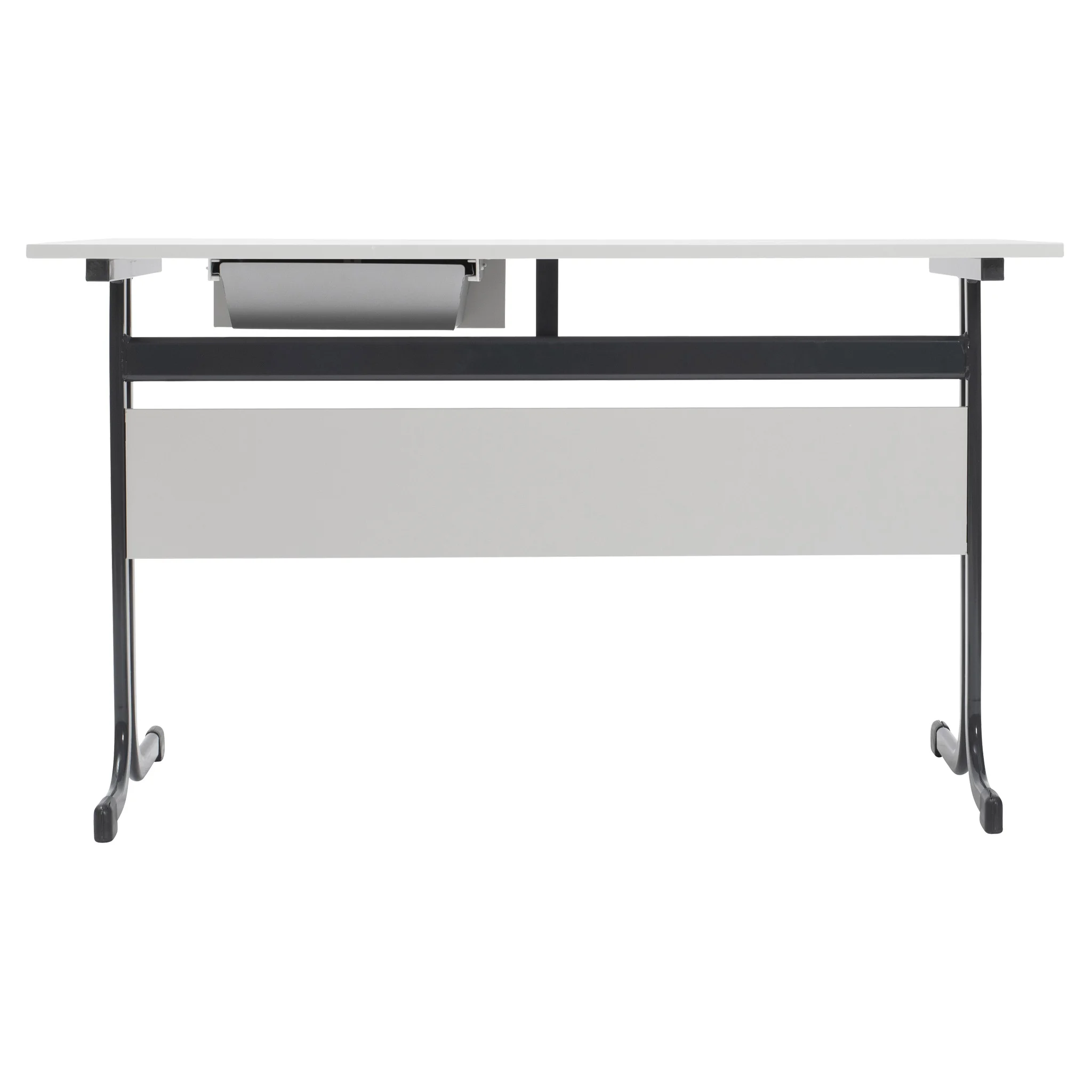 Schreibtisch, Rollbare Tisch, Metallrahmen, Schublade, Weißer Tisch