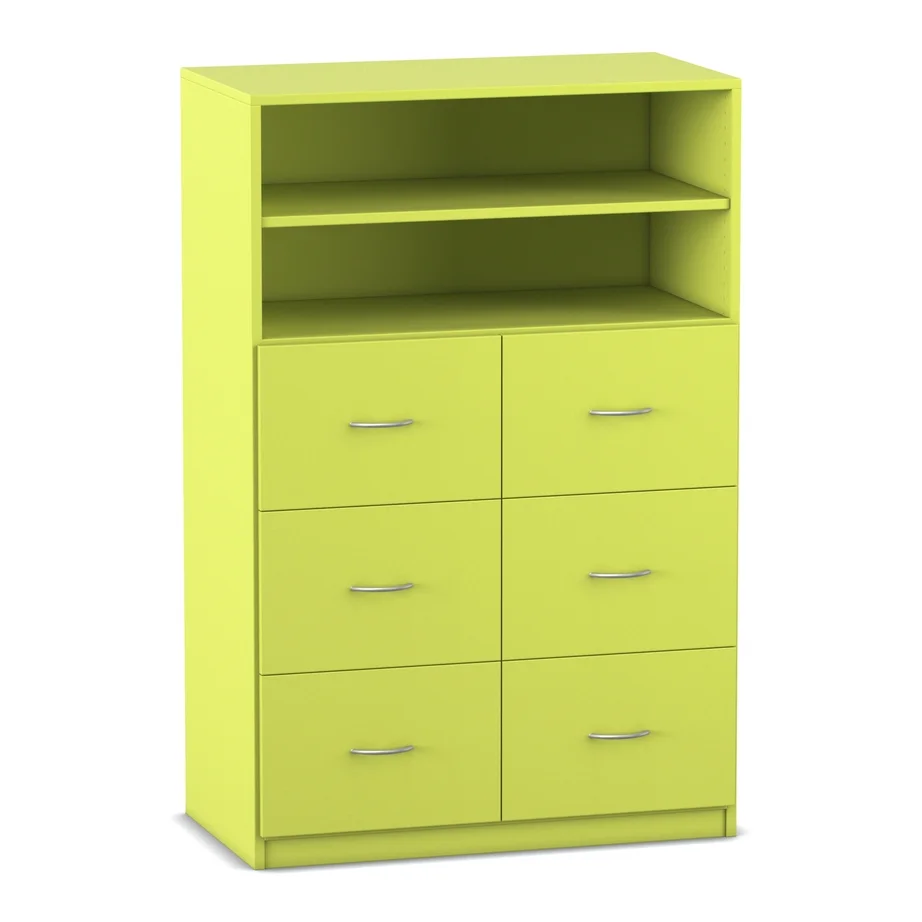 Schrank, Regal mit Schubladen, Vorratsschrank, Hochschrank, Neongrün