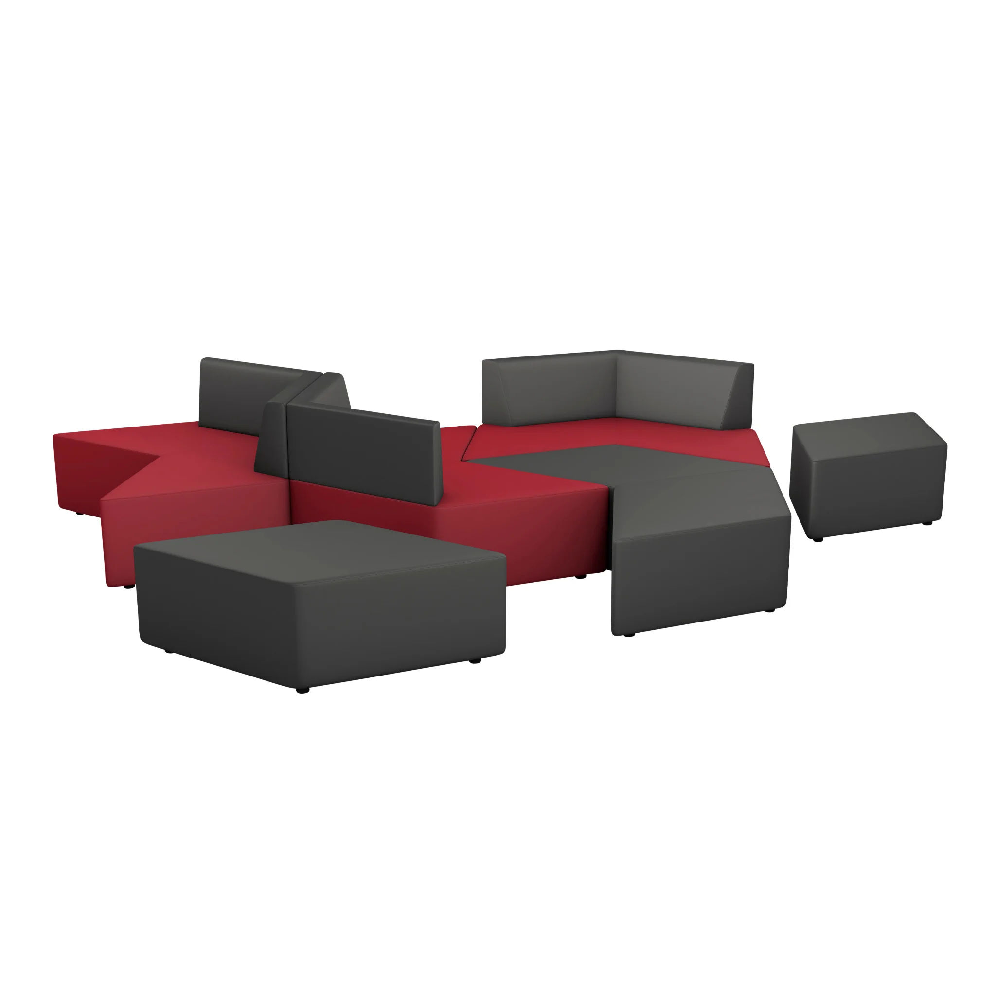 Sofa, Modulsofa, Ottomane, Sitzgruppe, Rot/grau
