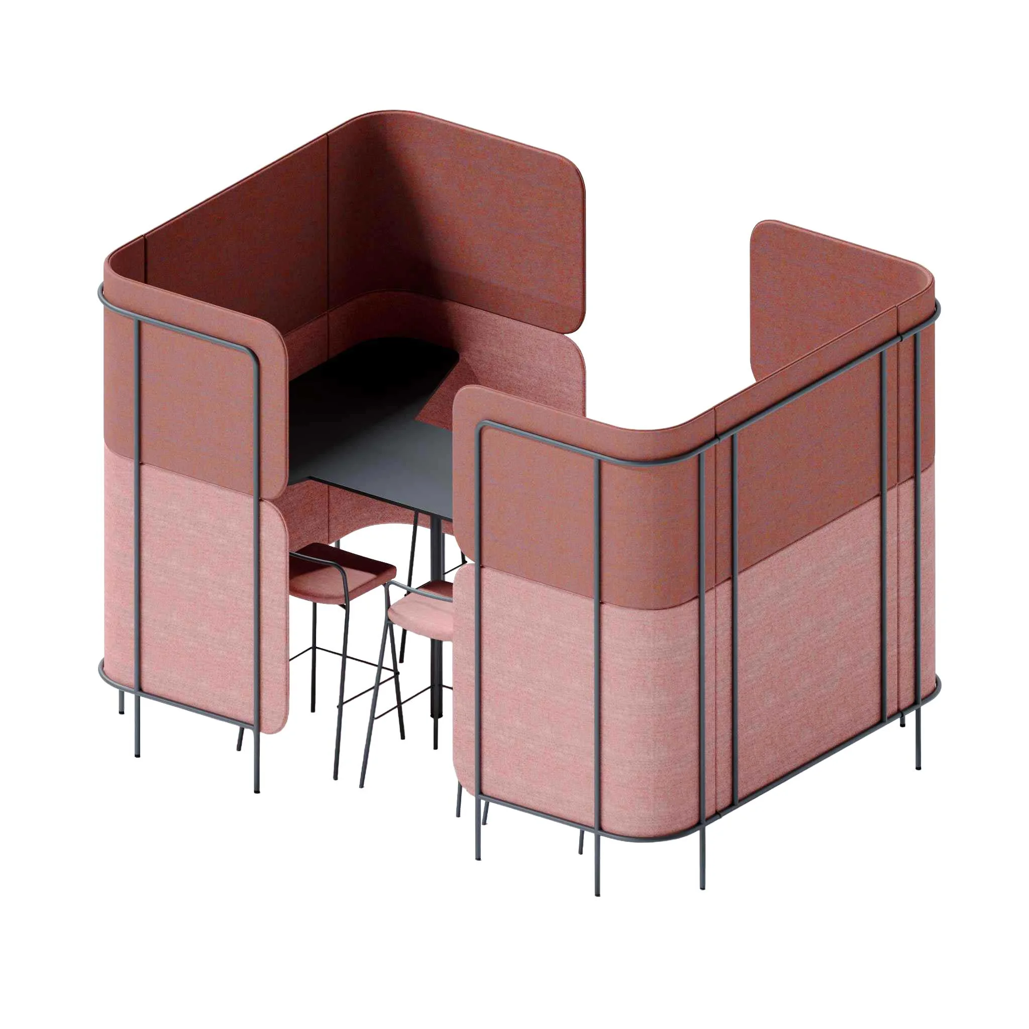 Kaffeebar, Sitzgruppe, Hochlehner-Sessel, Rosenholz, Kantinenplatz