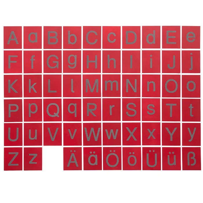 alphabet, letters, red tiles, uppercase, german umlauts