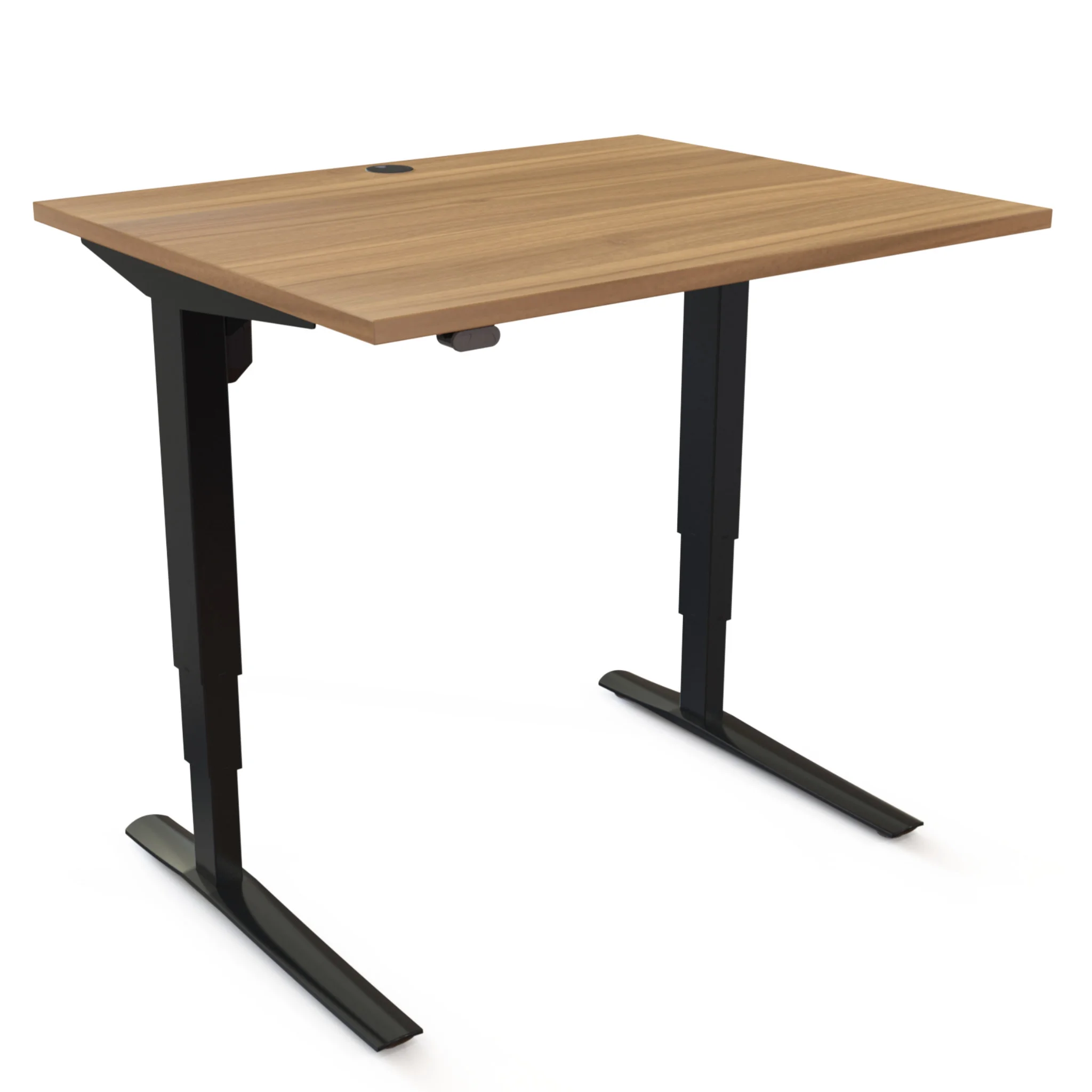 Schreibtisch, Holzoberfläche, höhenverstellbar, Metallgestell, eckig