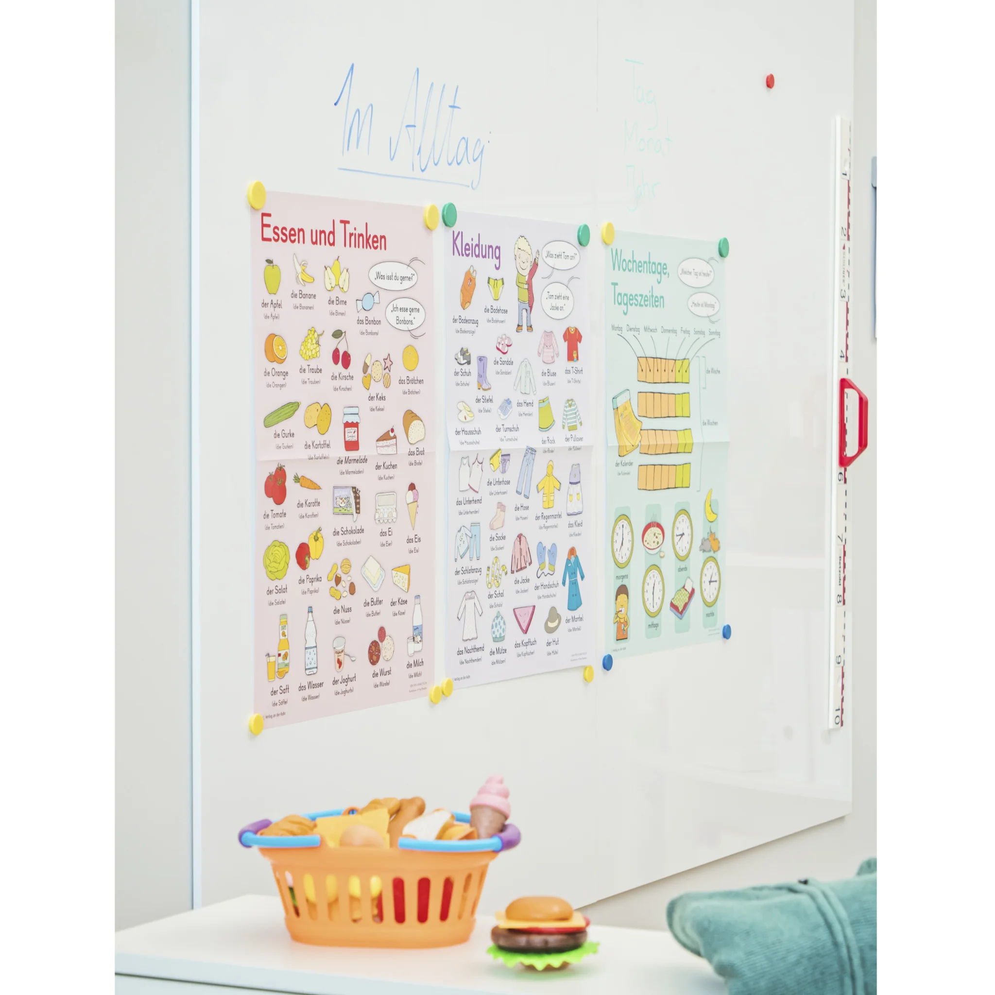 Essen und Trinken, Kleidung, Wochentage, Tagesablauf, Poster