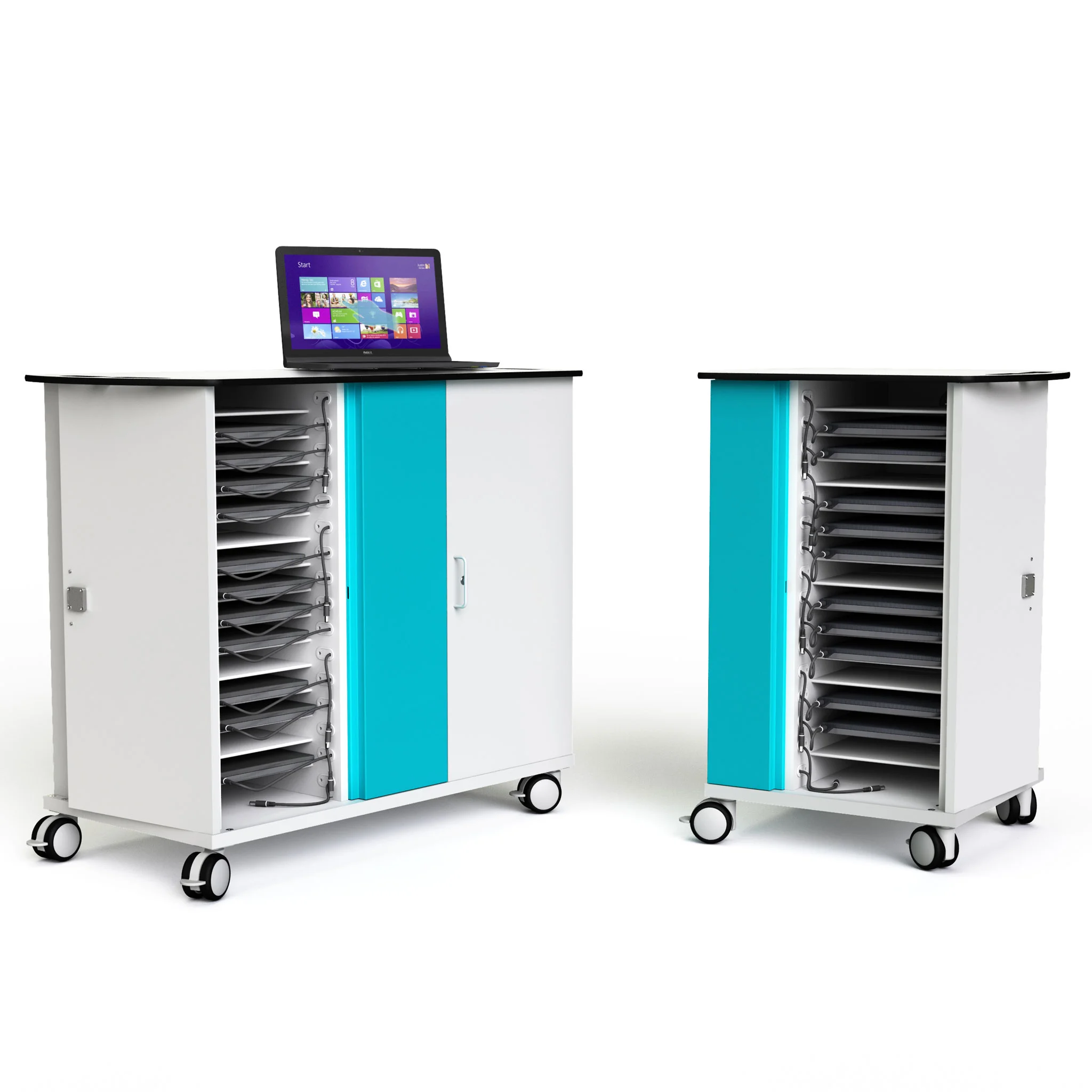 Mobility cart, Trolley, Dokumentensortierer, Schrank mit Schubladen, Laptop auf Tisch