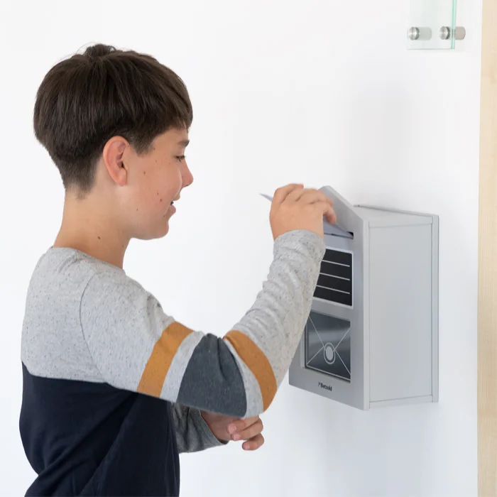 postfach, briefkasten, klingelgriff, wandmontiert, briefkasten-wechselgriff