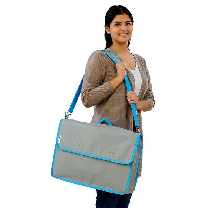 Messenger bag,  Carry bag,  Grey bag,  Blue trim,  Strap bag