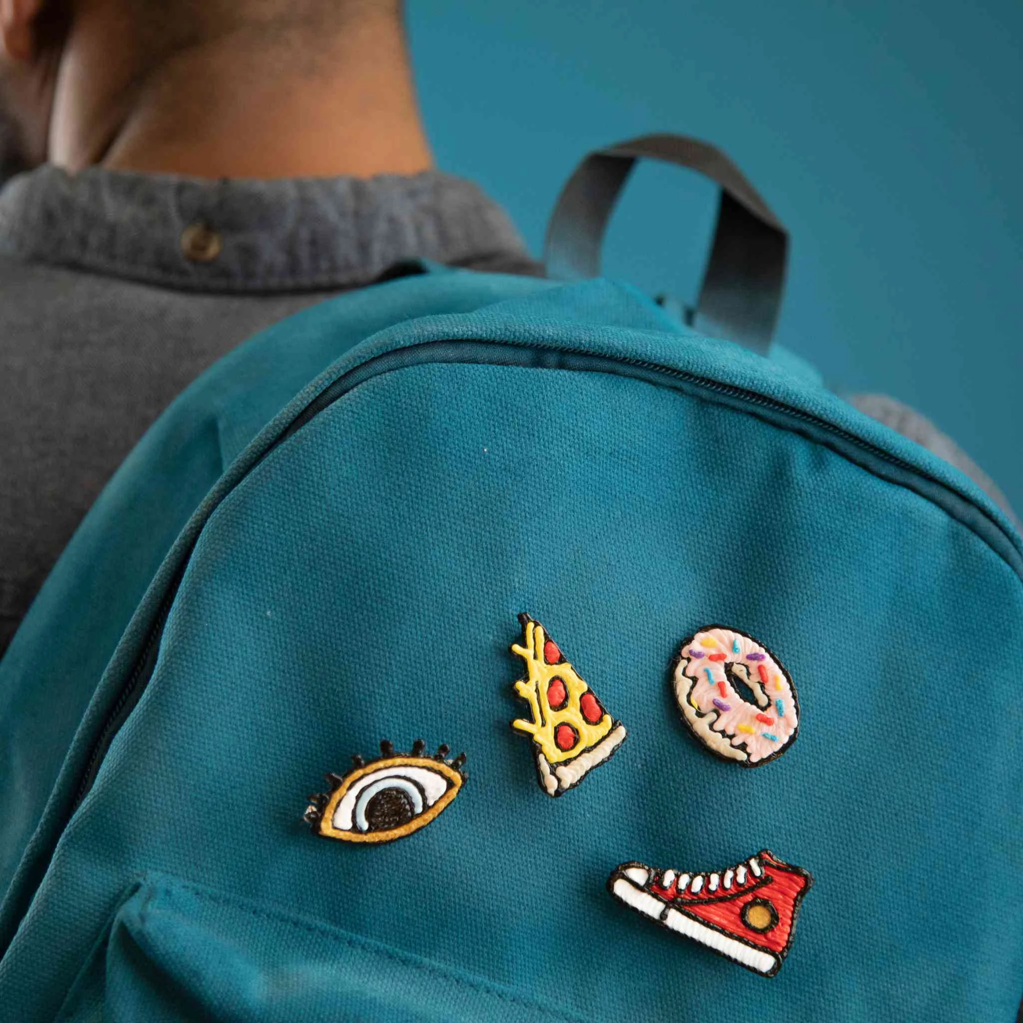 Rucksack, Backpack, Patch Set, Türkis, Kleidung Zubehör