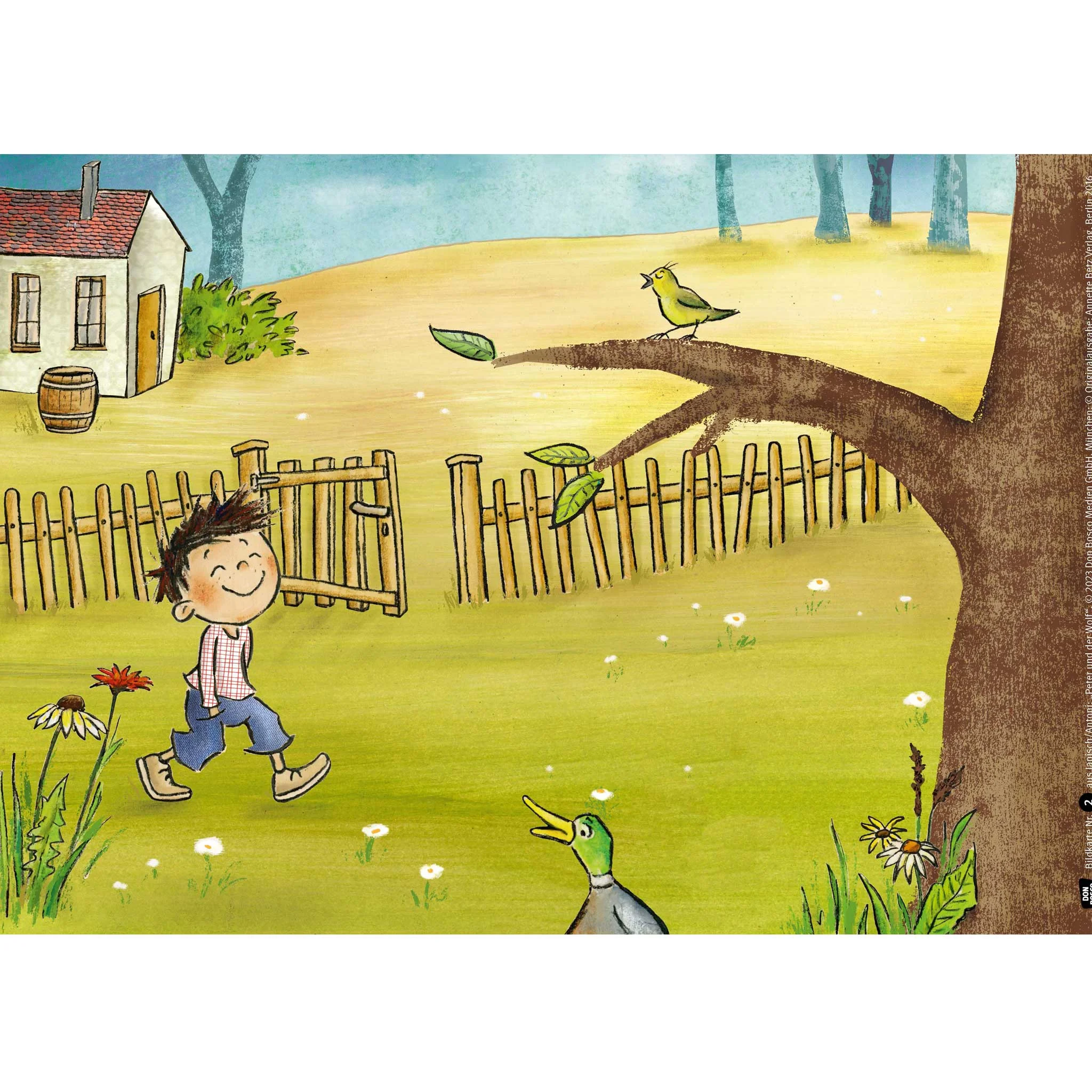 Kind, Garten, Feld, Vogel, Baum