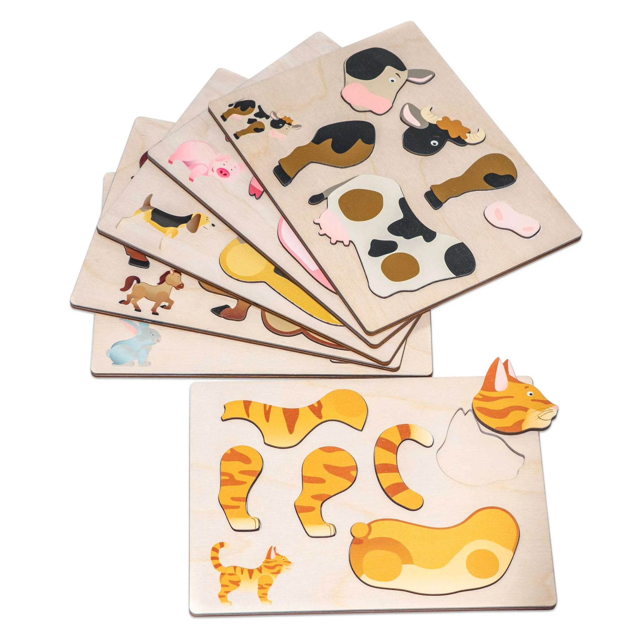 Holzpuzzle, Tierpuzzle, Tierformen, Kinderpuzzle, Puzzlespiel