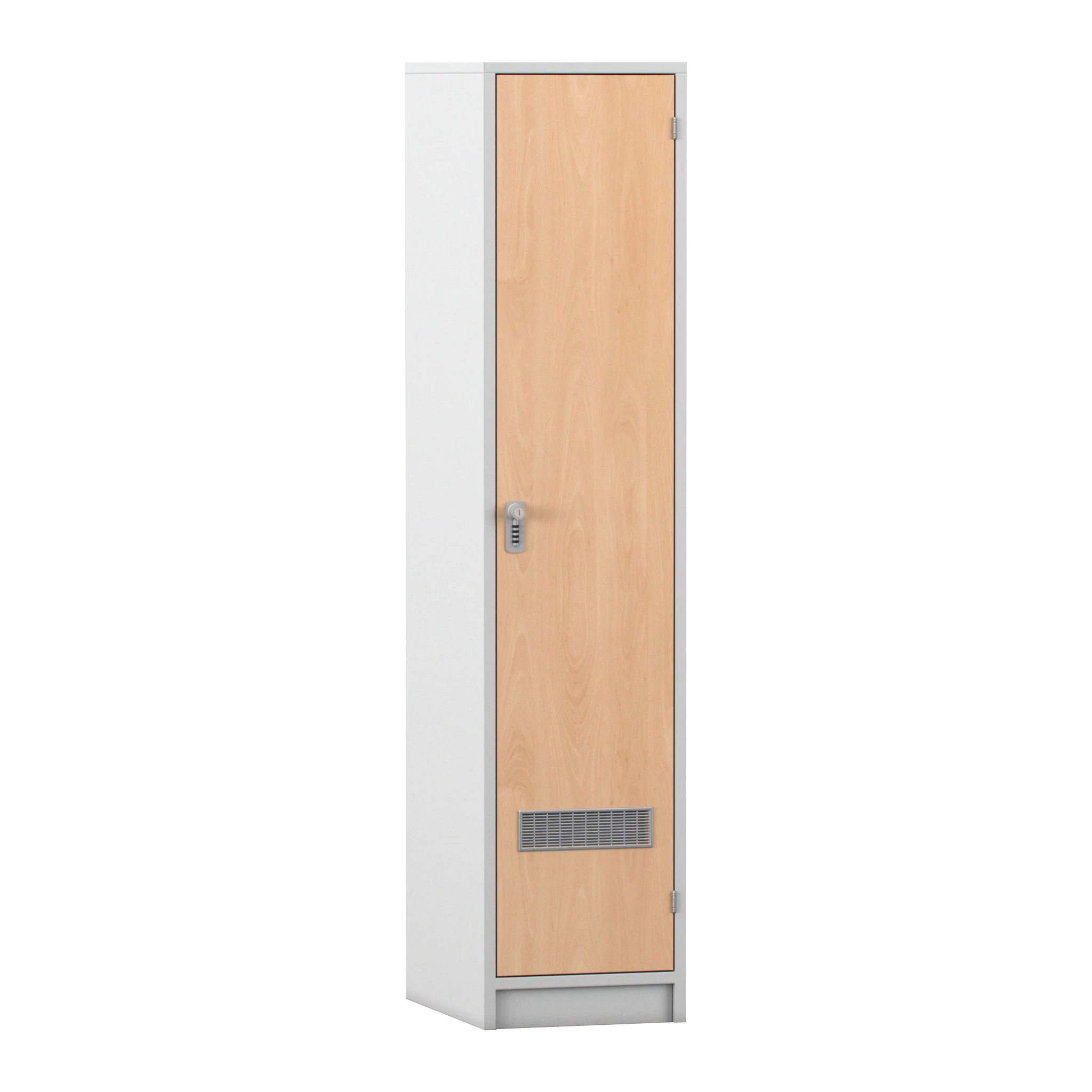 Schrank, Spind, Metallrahmen, Holztür, Lüftungsgitter