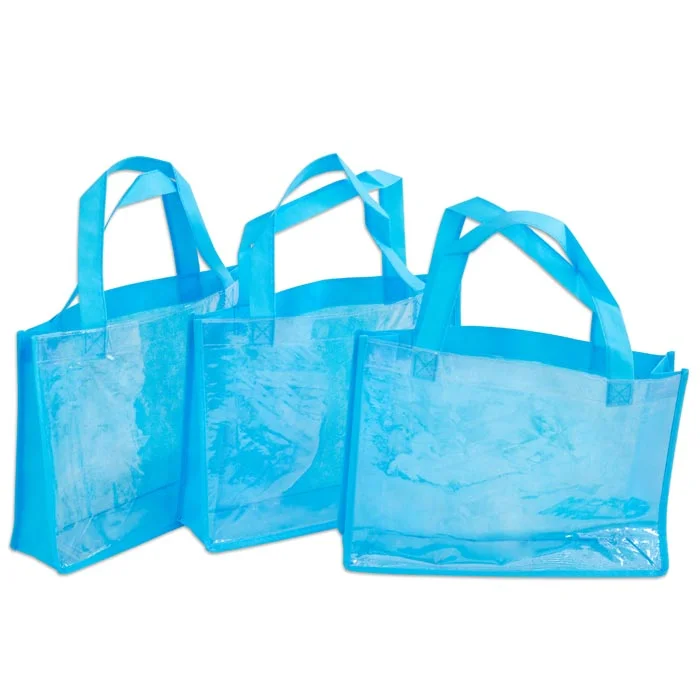 Kunststofftaschen, DIN A4 quer, 3er-Set, blau