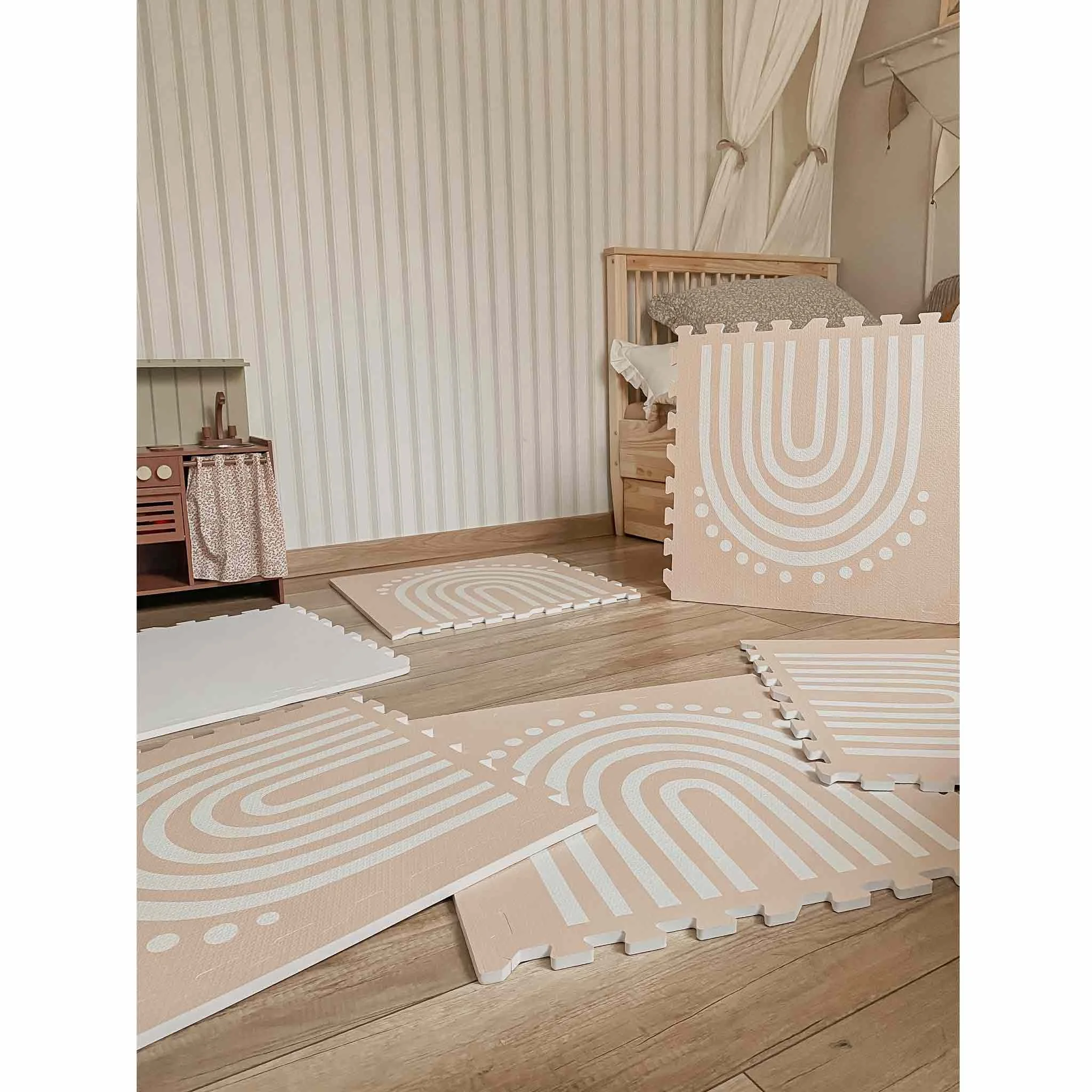 Playmat, Schaumstoff-Puzzle, rosa-beige, geometrisches Muster, Kinderzimmer-Deko